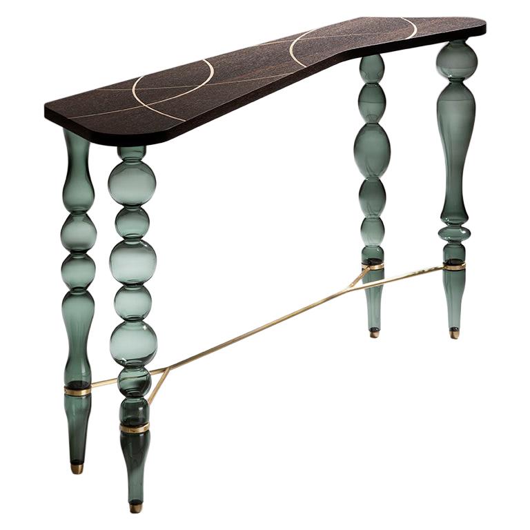 Venice Wood and Glass Handmade Console by Giordano Viganò & Simone Crestani For Sale
