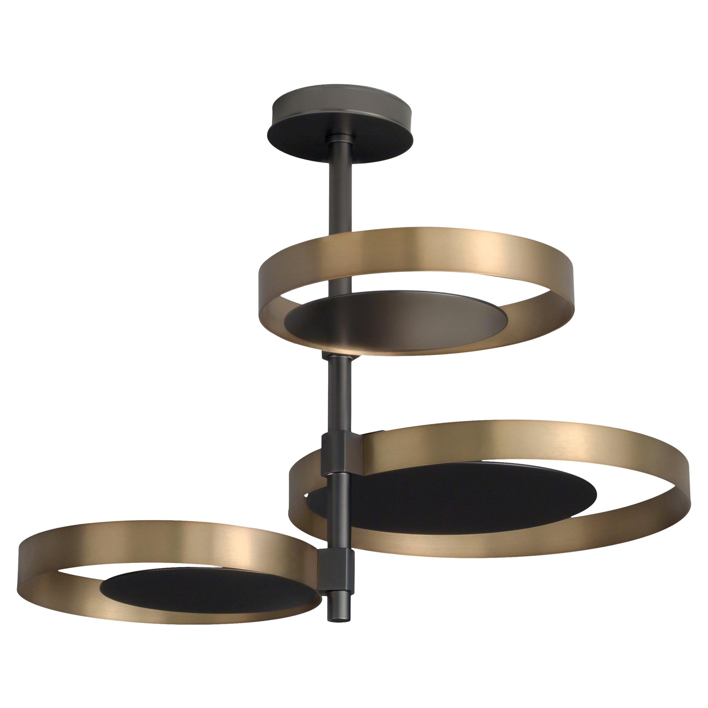 VeniceM Circle Ceiling Light in Burnished Brass by Massimo Tonetto For Sale