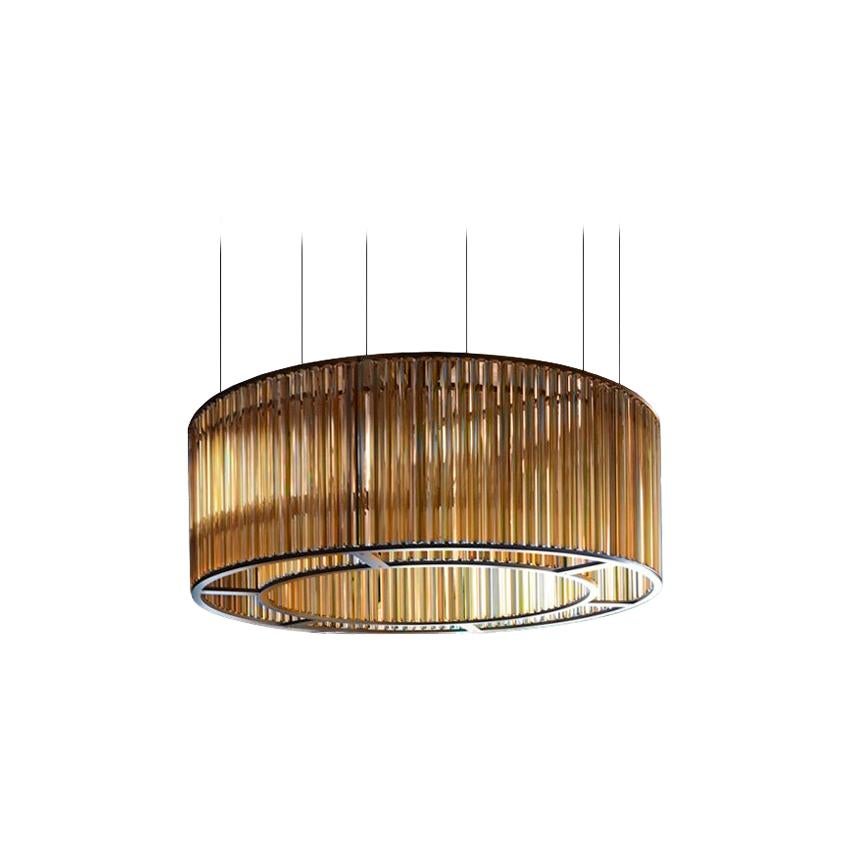 For Sale: Orange (Amber) VeniceM Crown Circular Suspension Lamp by Massimo Tonetto