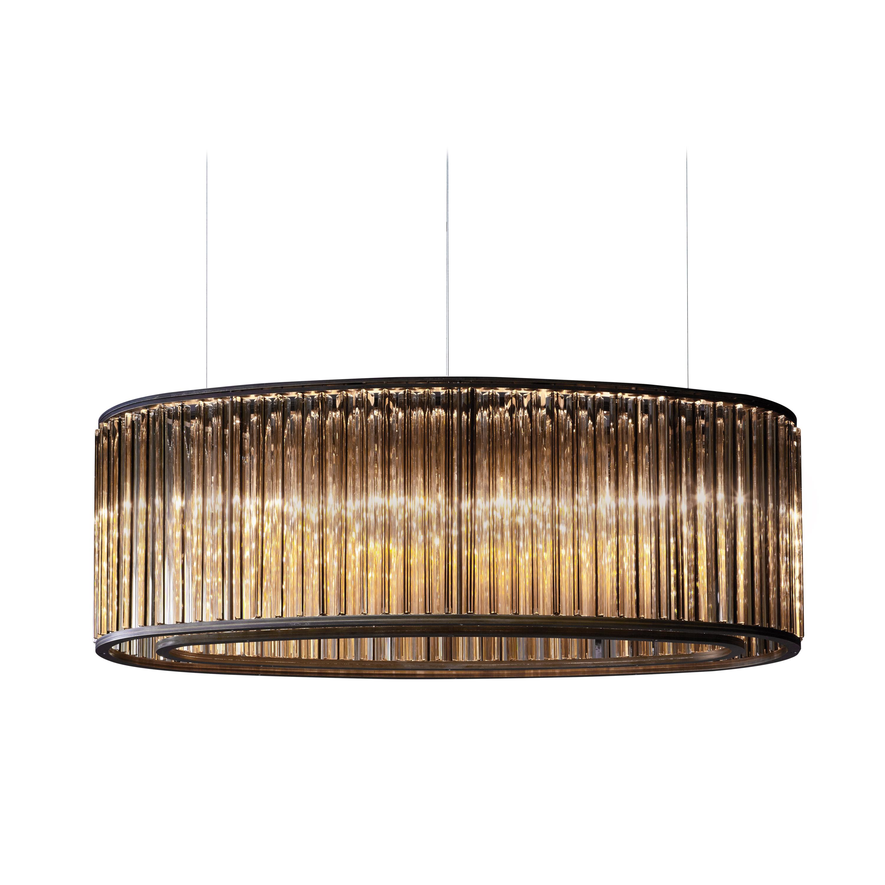 En vente : Clear (Crystal) VeniceM Crown of Light, lampe suspendue elliptique en nickel noir mat, par Massimo Tonetto