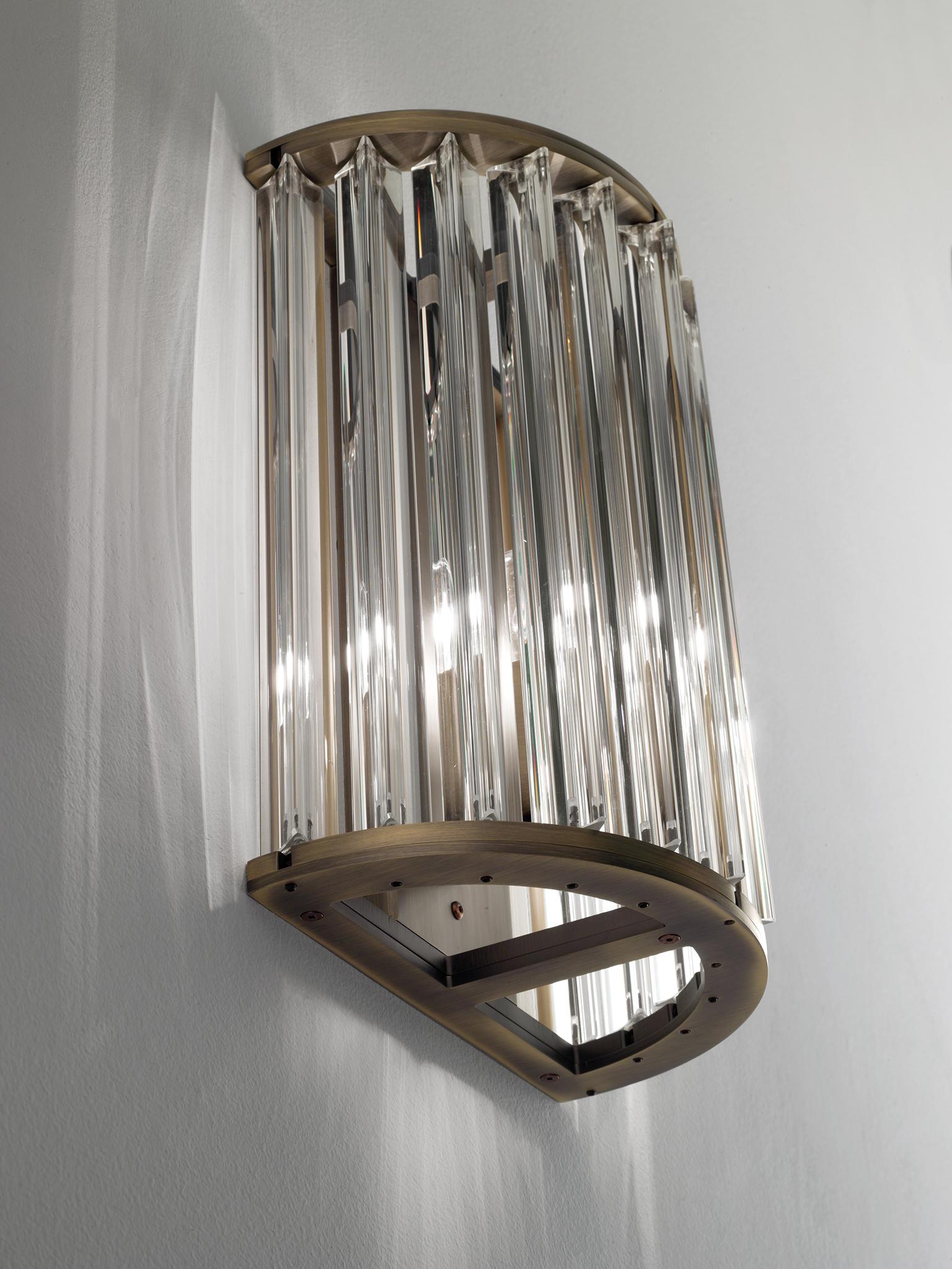 Modern VeniceM Crown Wall Sconce in Burnished Brass and Glass by Massimo Tonetto For Sale