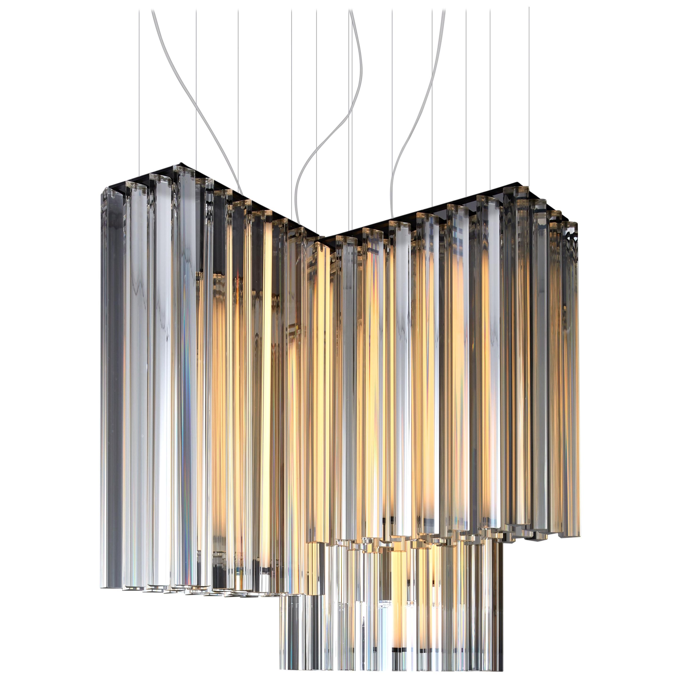 VeniceM Grace Composition Suspension Light in Metal & Crystal by Massimo Tonetto