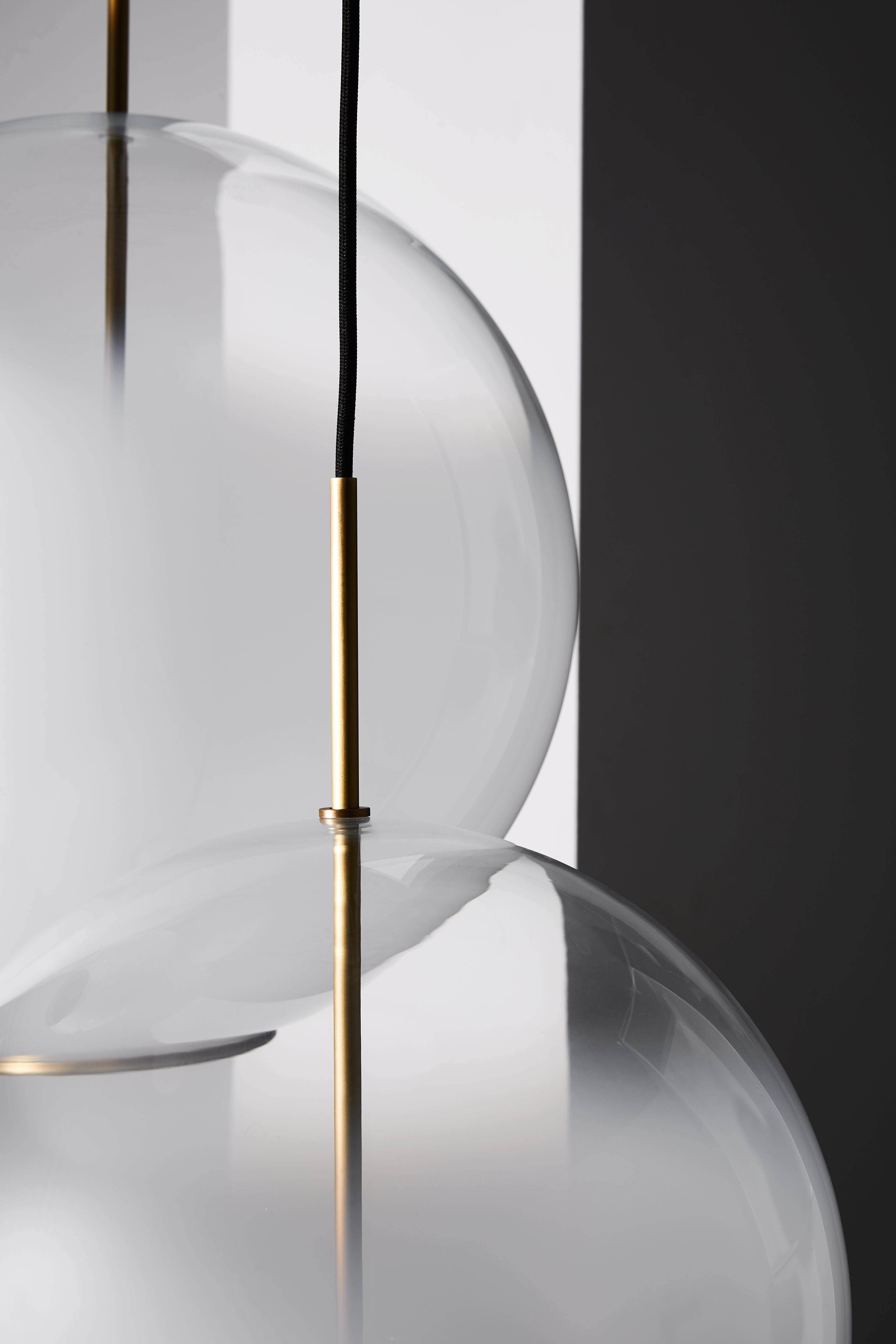 Italian VeniceM Misty Suspension Light in Burnished Brass and Glass by Massimo Tonetto For Sale