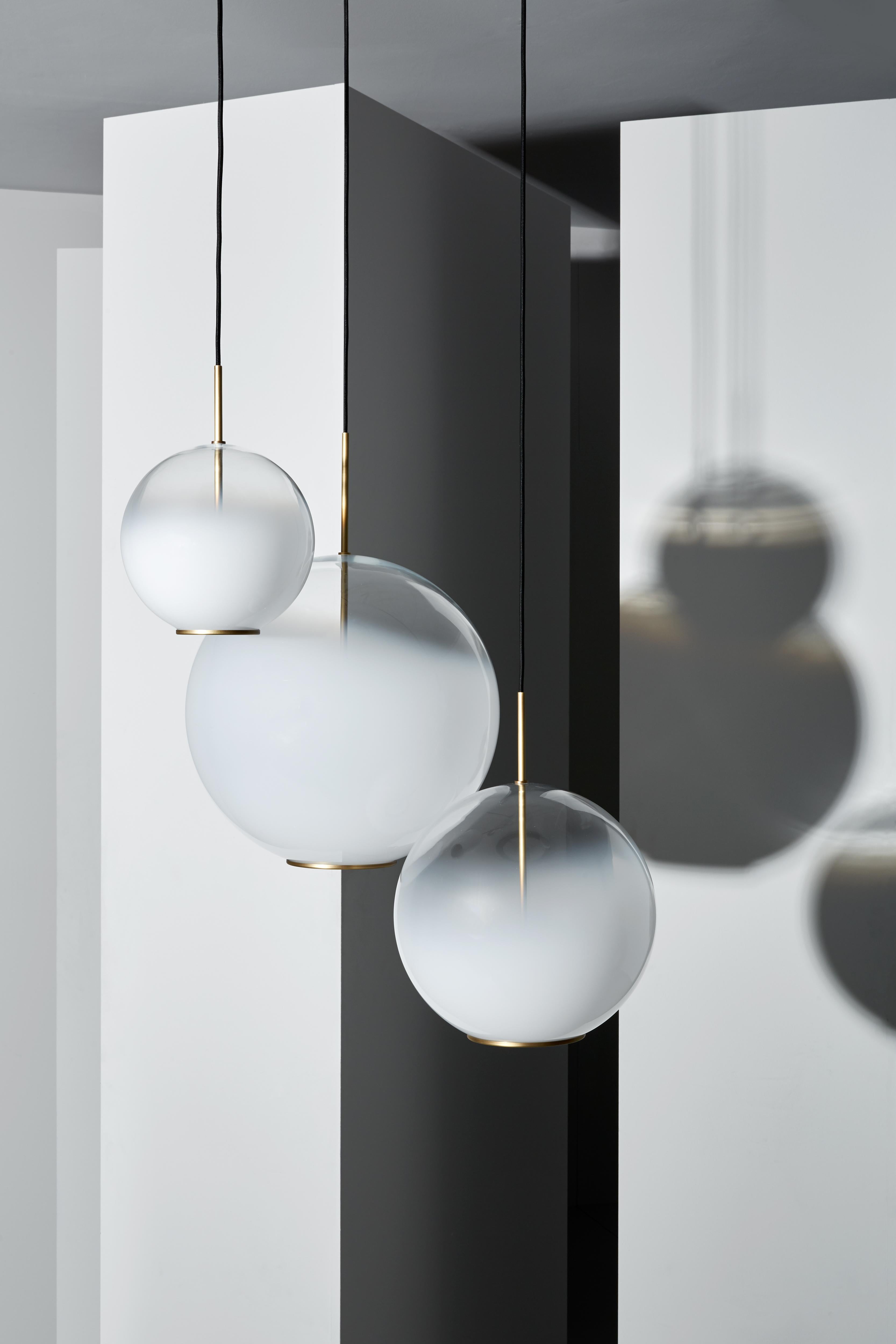 Contemporary VeniceM Misty Suspension Light in Burnished Brass and Glass by Massimo Tonetto For Sale