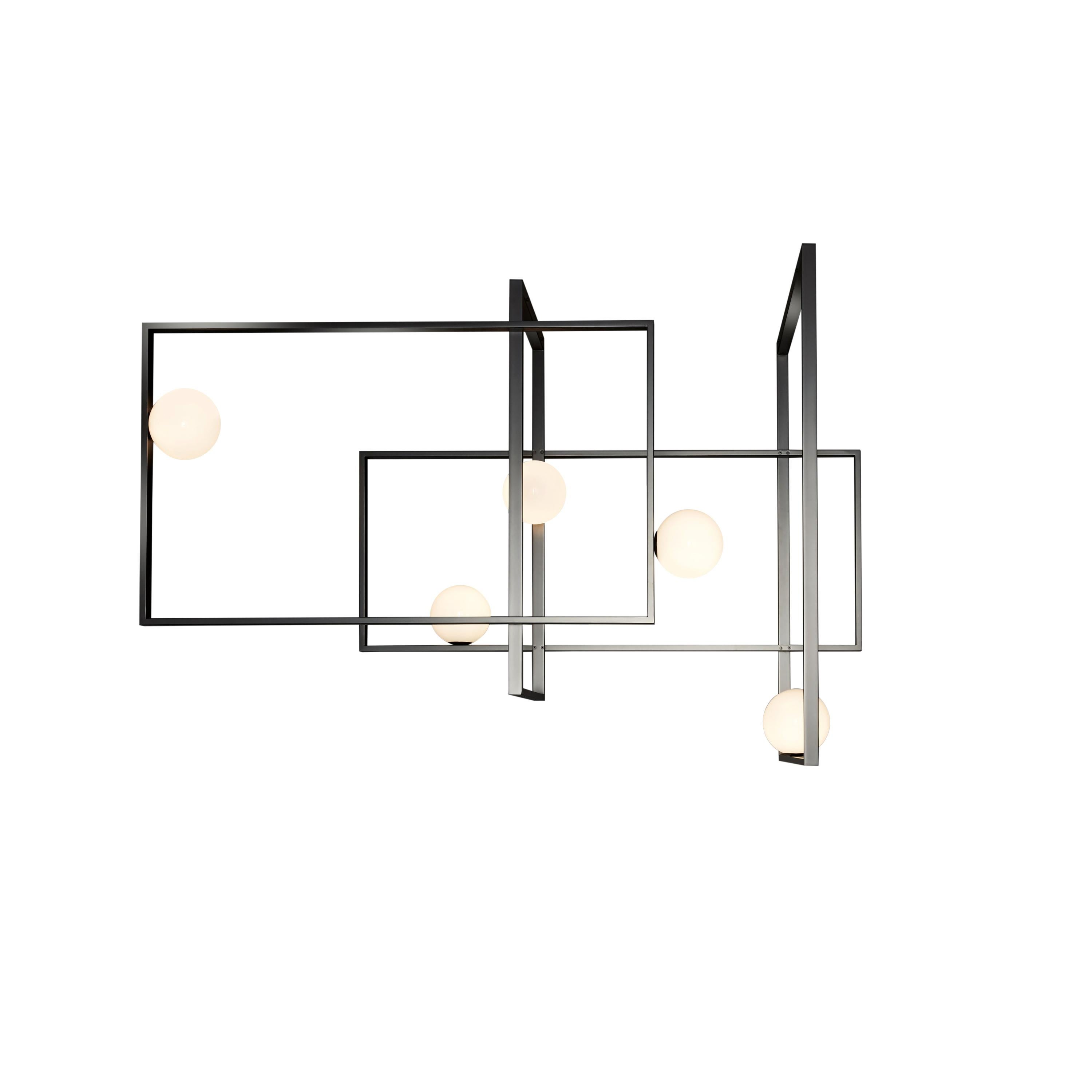 For Sale: Gray (Matte Black Nickel) VeniceM Mondrian Ceiling Light by Massimo Tonetto in Glass and Metal