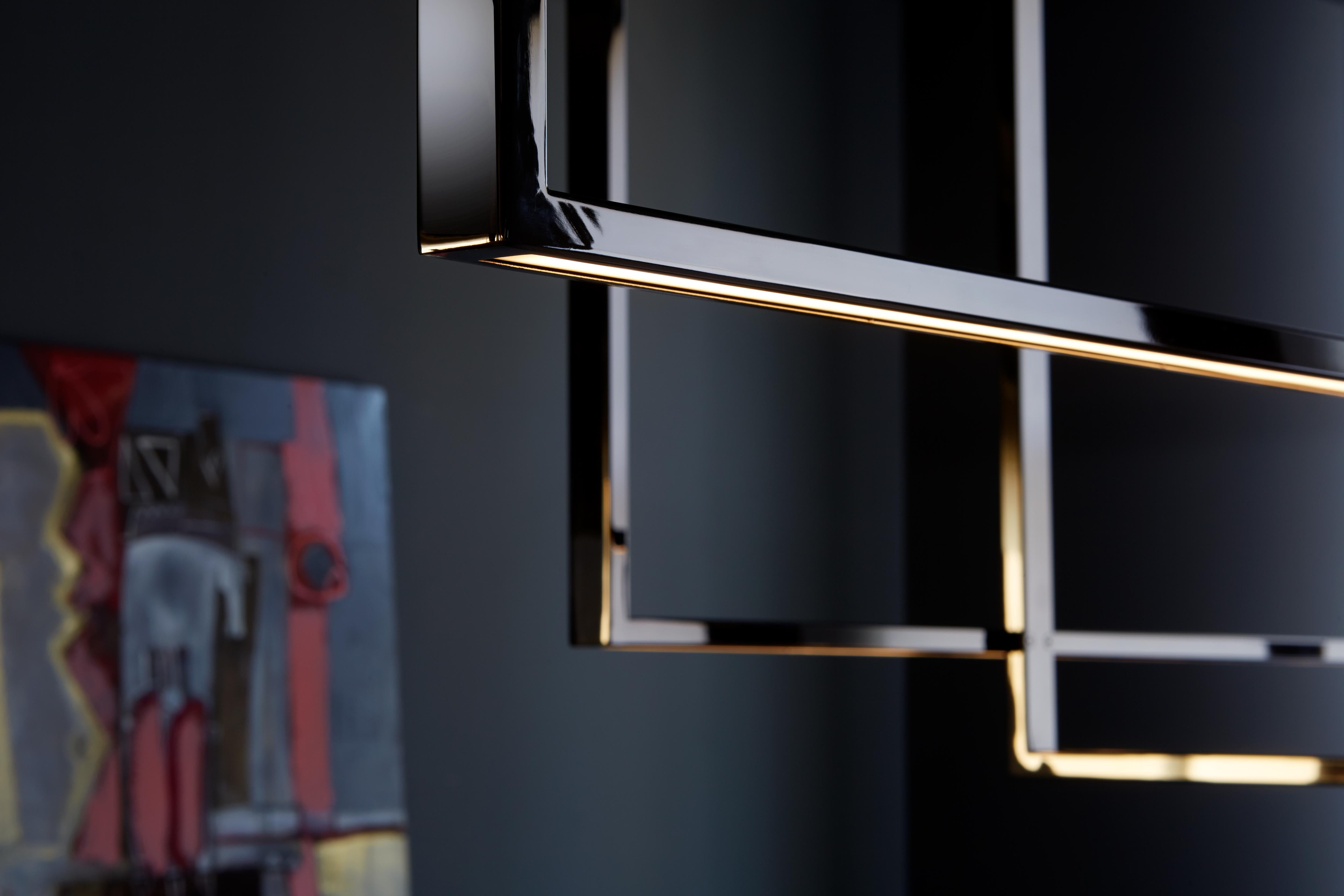 Ceiling lamp with direct and indirect light. Polished or matte black nickel, polished gold or light burnished brass structure.
Specifications: Function:
Ceiling location: Interior
Light emission: Direct and indirect light
Light source: Strip LED