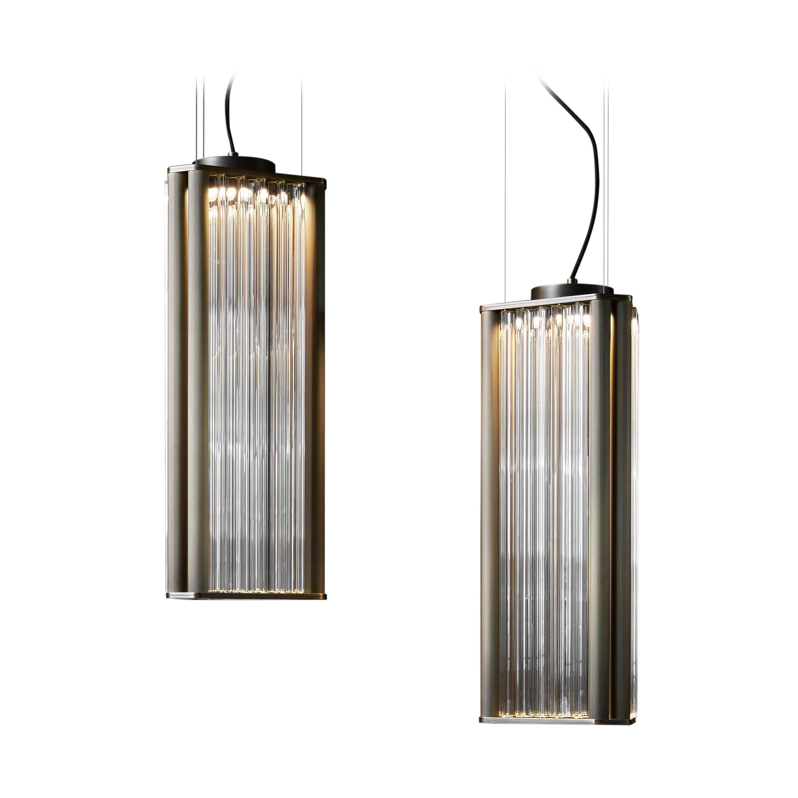For Sale: Clear (Crystal) VeniceM Numa Pendant Light in Brass and Glass by Massimo Tonetto
