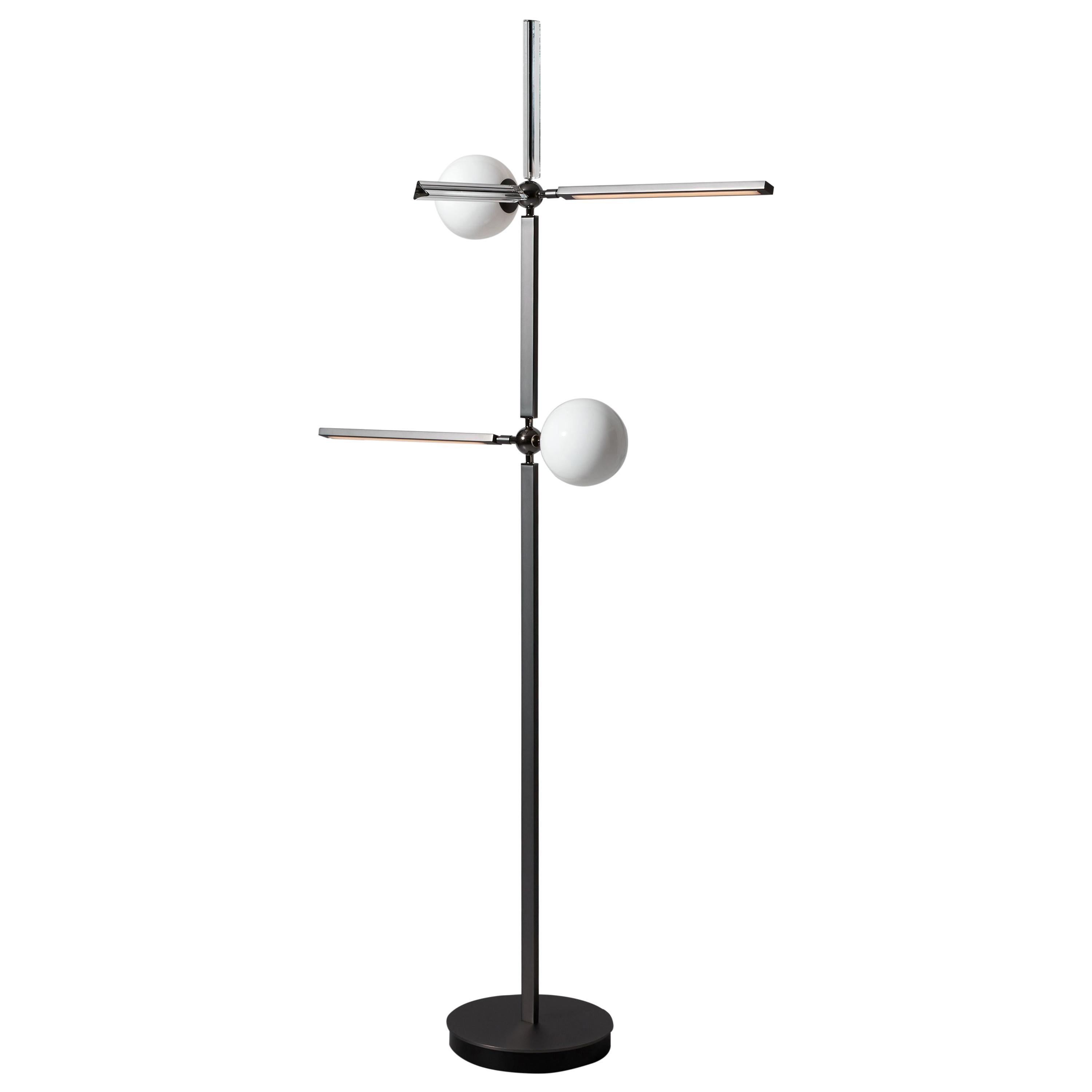 For Sale: Clear (Crystal) VeniceM Pinocchio Floor Light in Matte Black Nickel and Glass by Massimo Tonetto