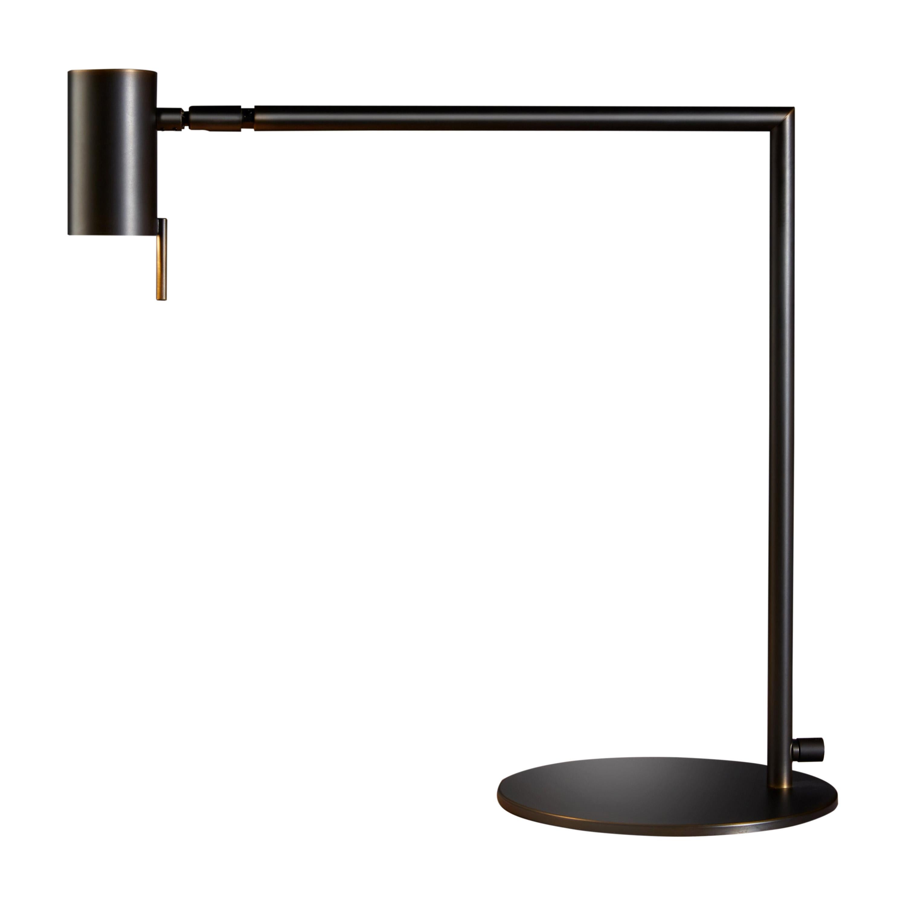Venicem Rectus Table Light in Dark Burnished Brass by Massimo Tonetto For Sale