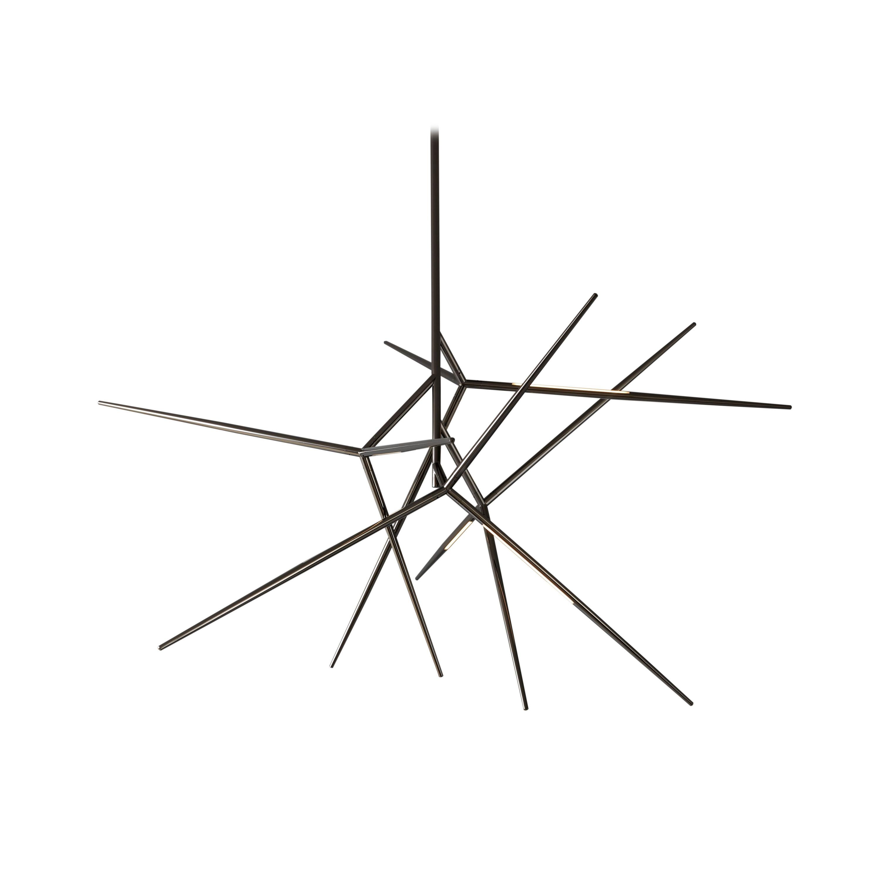 For Sale: Gray (Polished Black Nickel) VeniceM Spear Extra Small Chandelier by Massimo Tonetto