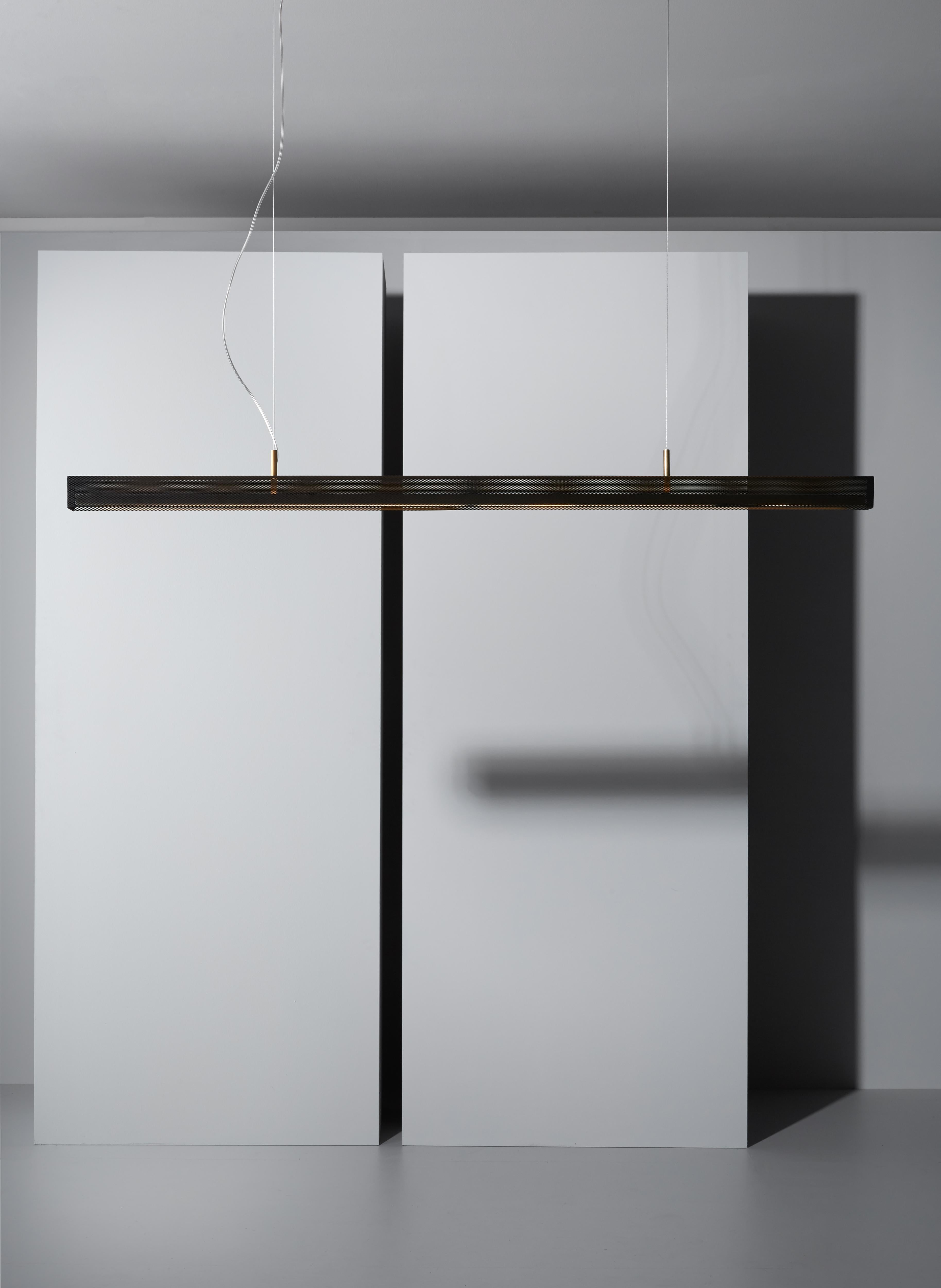 Moderno VeniceM Urban Lightline Susp, Light Burnished Brass and Metal by Massimo Tonetto in vendita