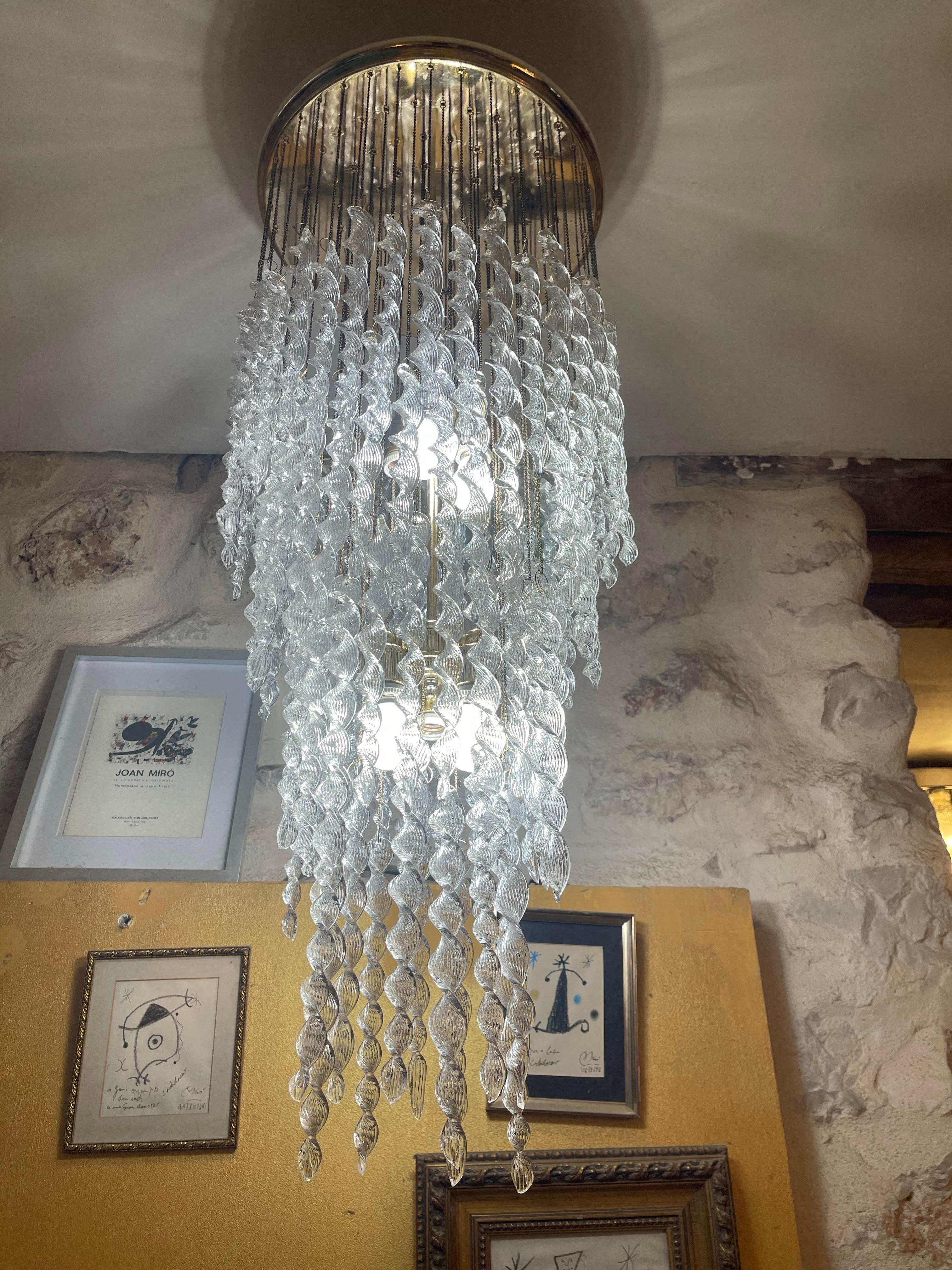 Mid-Century moderno Ciondolo a cascata Venin Eclips Vetro di Murano, italie 1970 in vendita