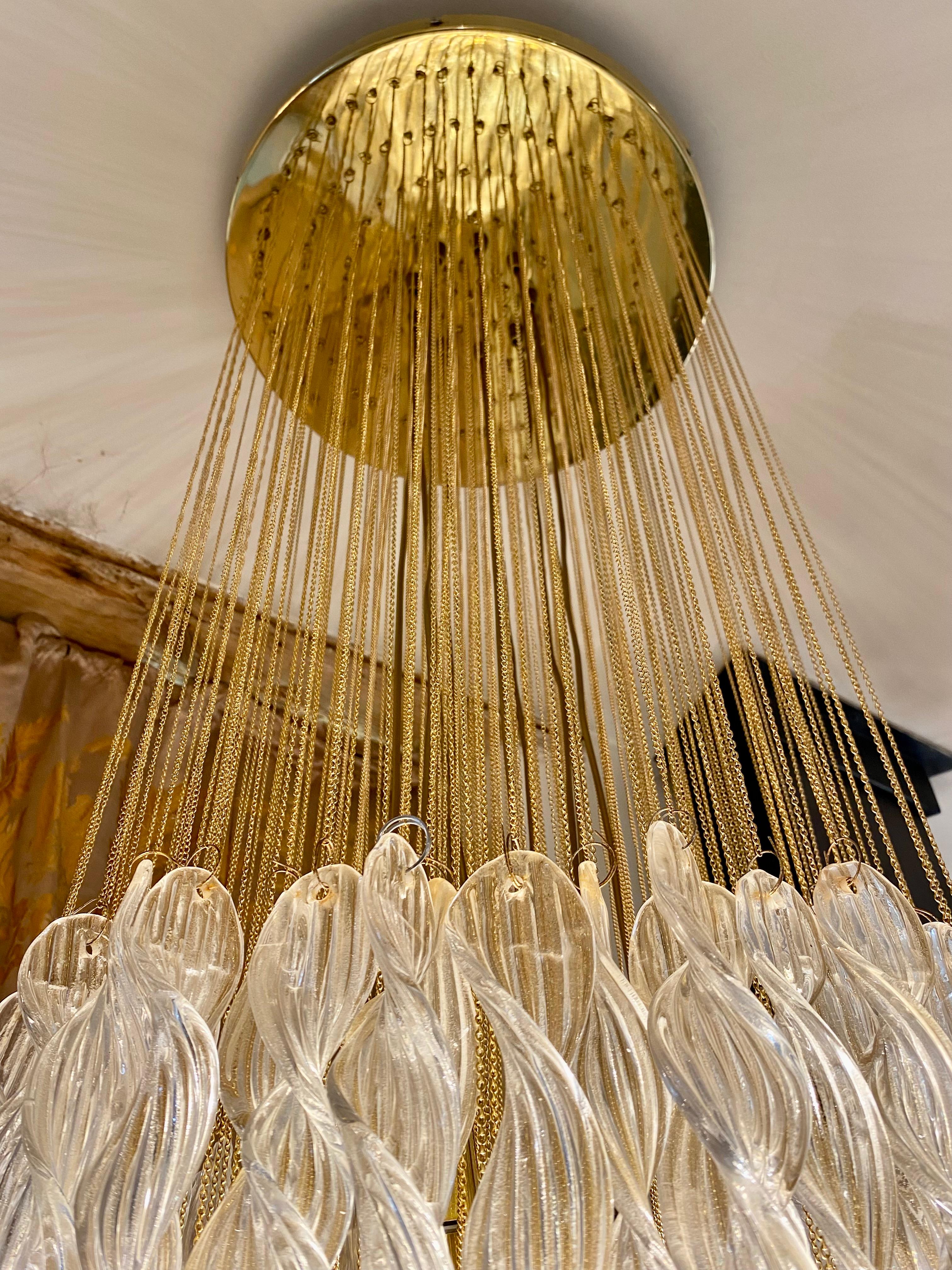 italien Lampe à suspension en cascade en verre de Murano, modèle unique en vente