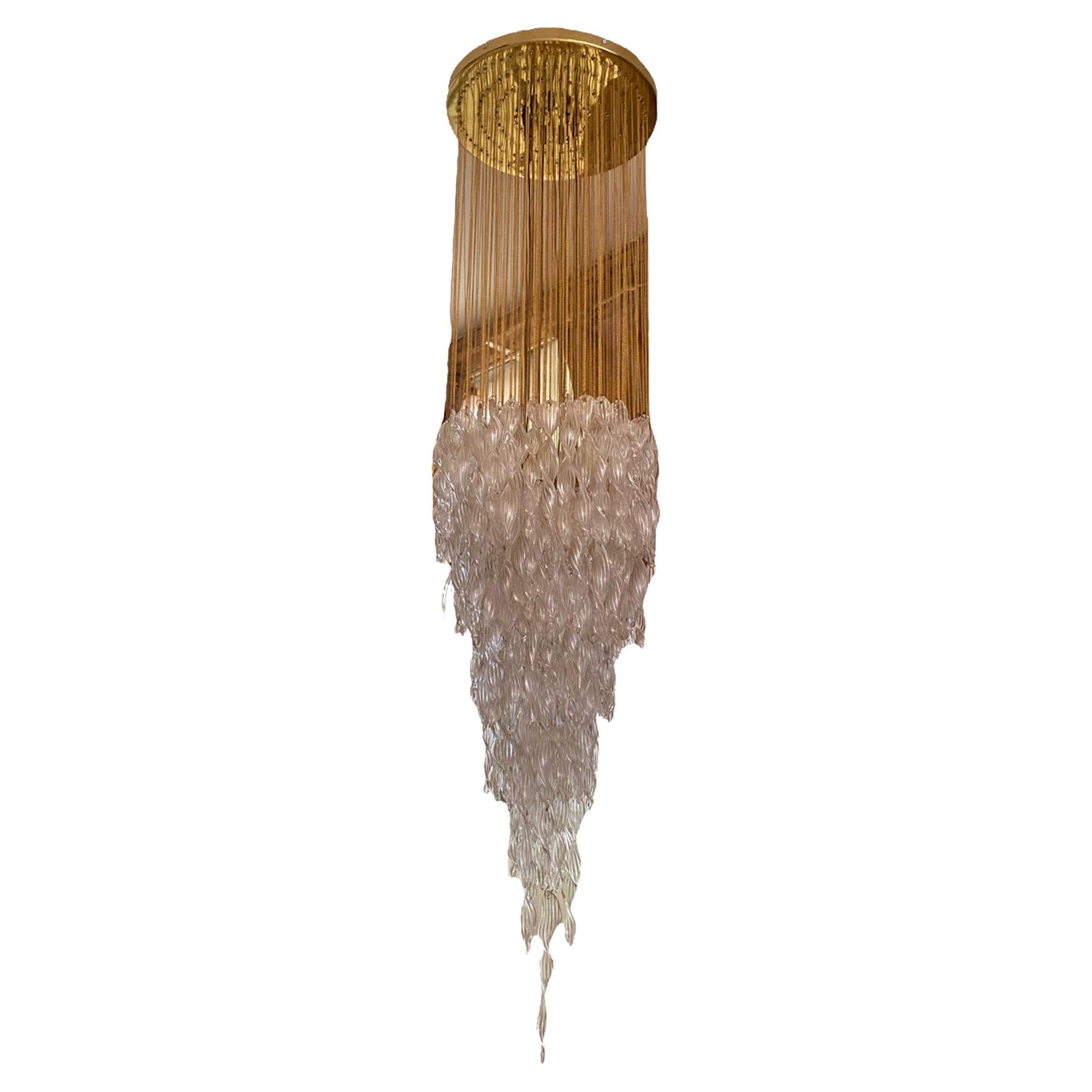 Lampe à suspension en cascade en verre de Murano, modèle unique en vente