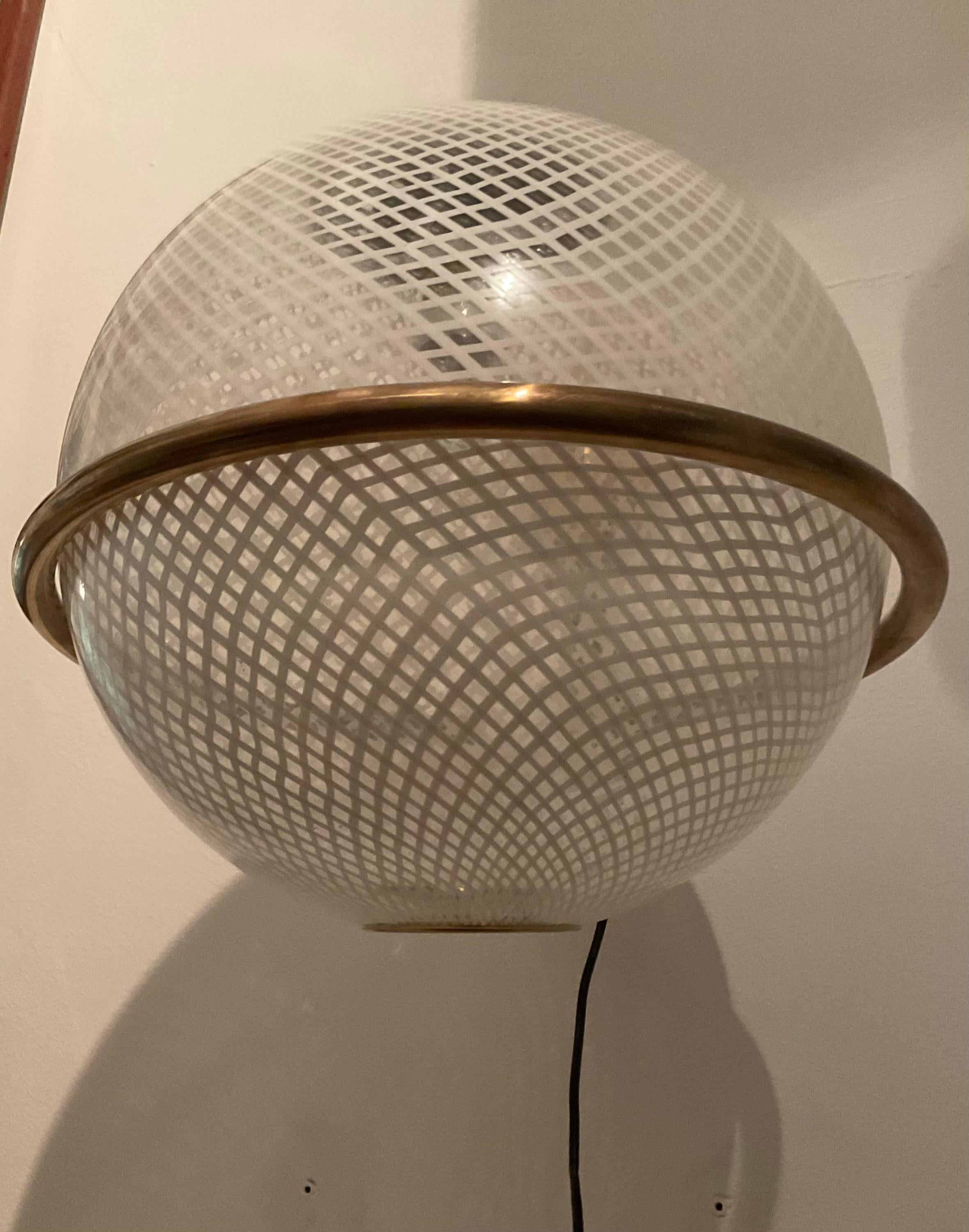 VENINI - 1 aplique reticello de cristal de Murano - ITALIA Años 50 Latón en venta