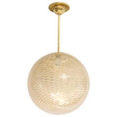 Venini 1930s Reticello Glass Globe Chandelier