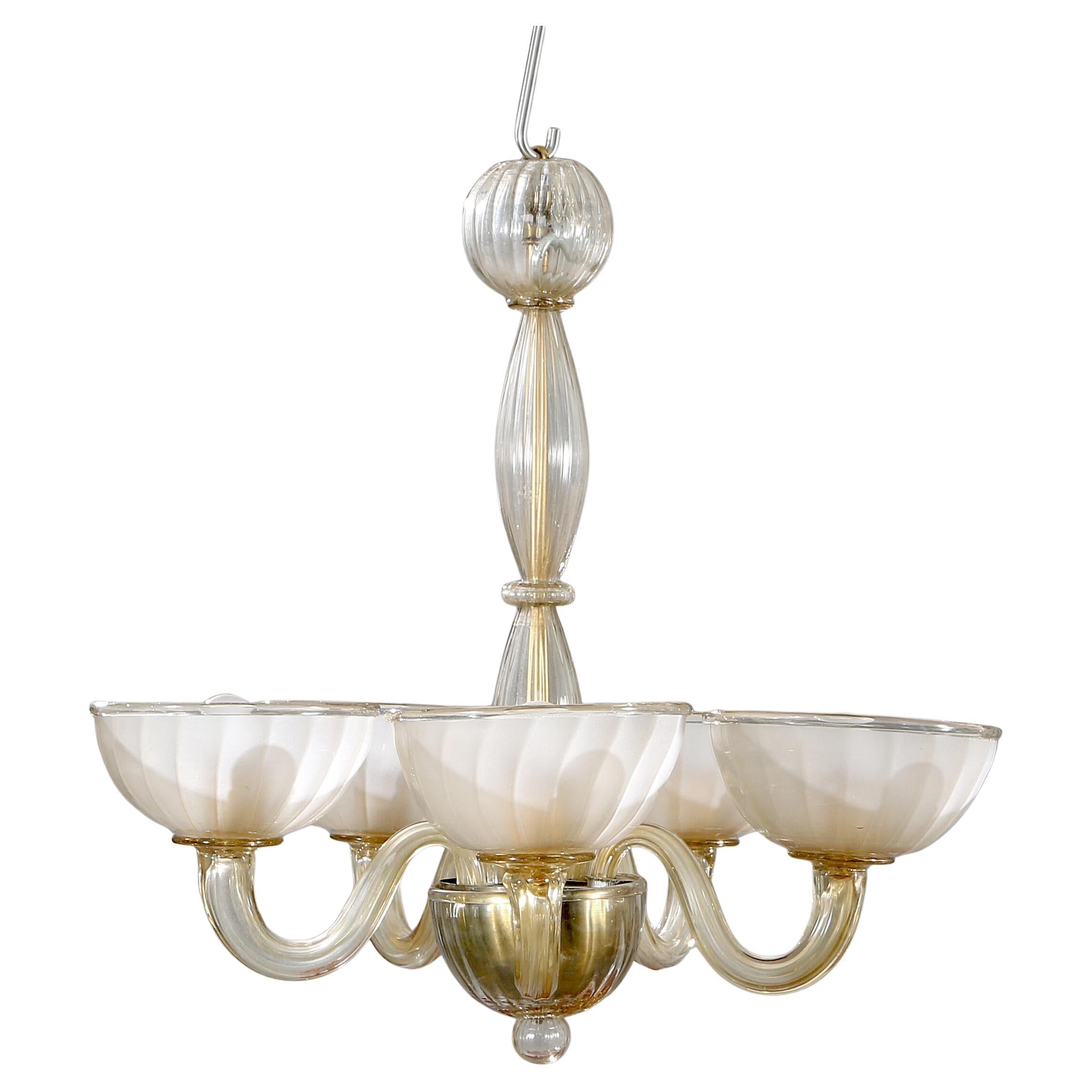 Venini  1930s  "Vetro Soffiato" Chandelier