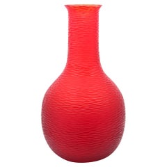 VENINI 1940 Por Carlo Scarpa Jarrón de cristal rojo de Murano Battuto