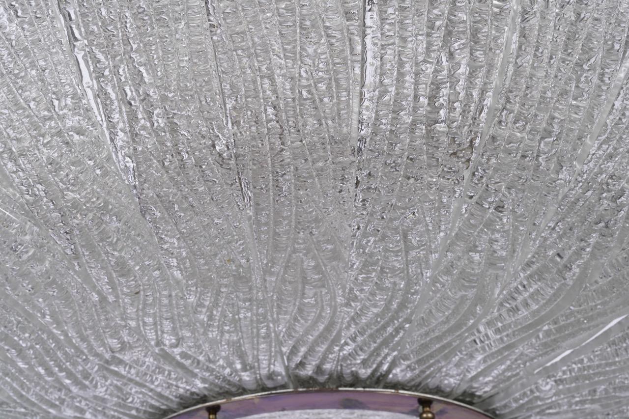 Venini 1940s Ceiling Lamp, Murano Corteccia Glass and Brass, Italian Design For Sale 7
