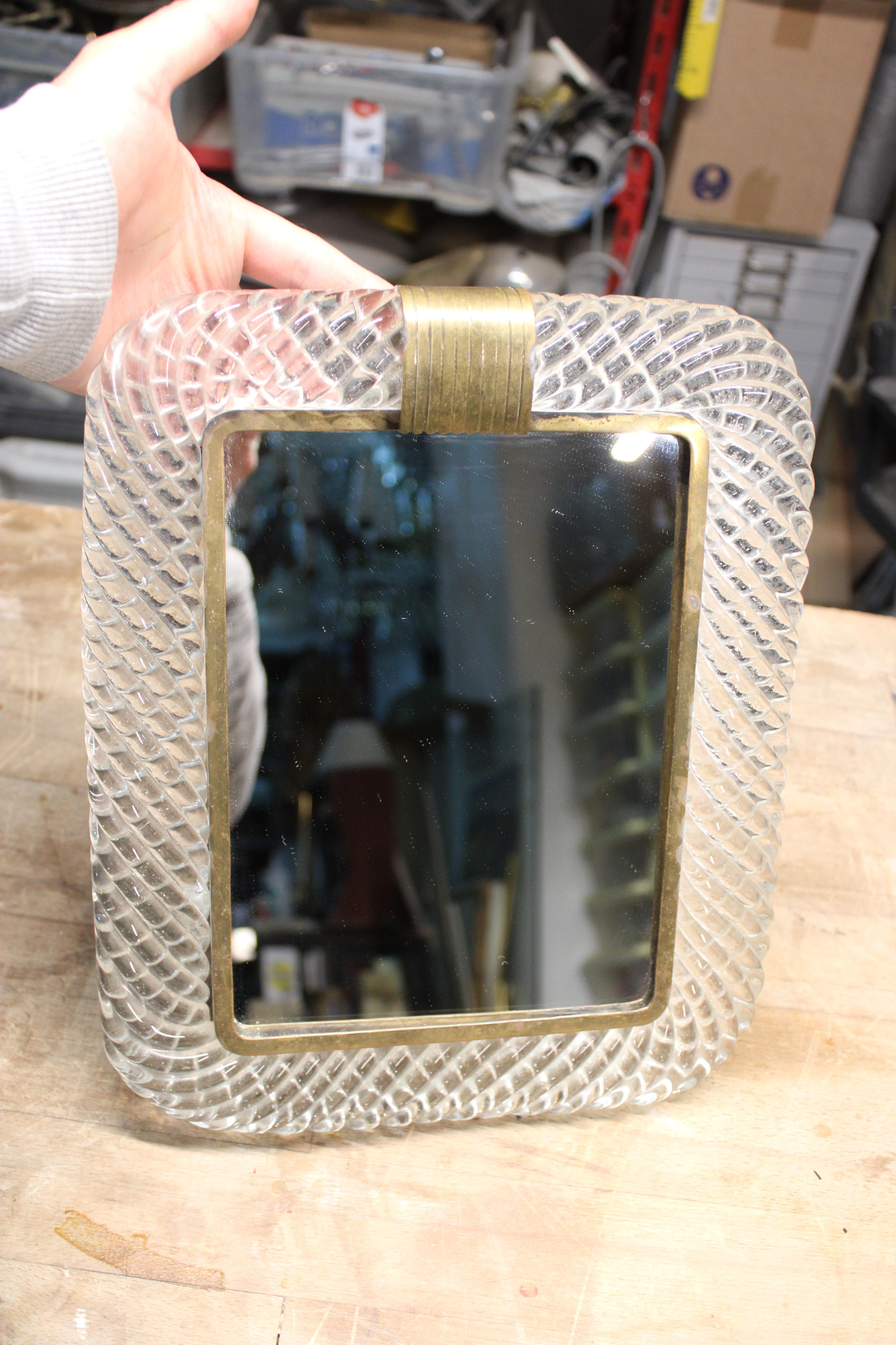 Wall mirror Venini 1940s photo frame parts in brass, it can be used as a wall mirror or wall photo frame according to your choice.