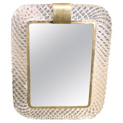 Venini 1940s Photo Frame Wall Mirror with Brass Parts