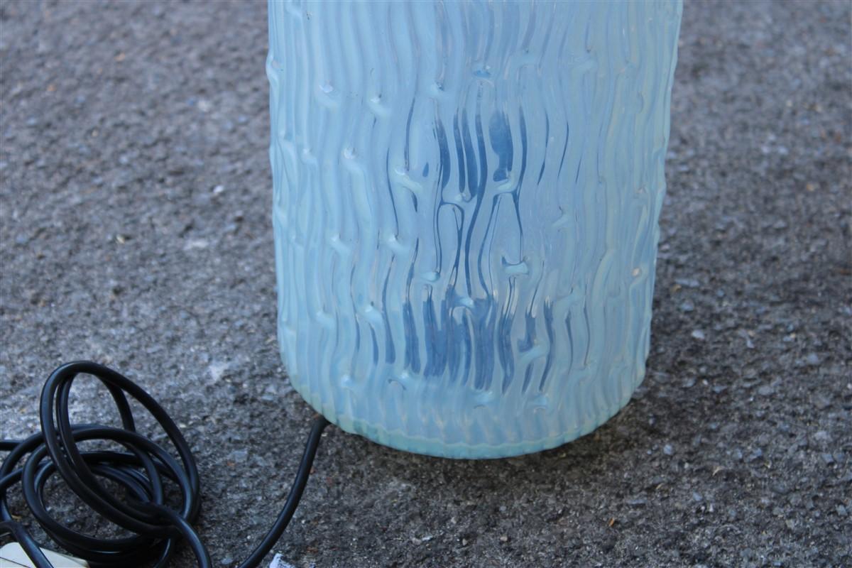 Italian Venini 1960s Iridescent Murano Glass Cylinder Table Lamp Made in Italy, 1960s For Sale