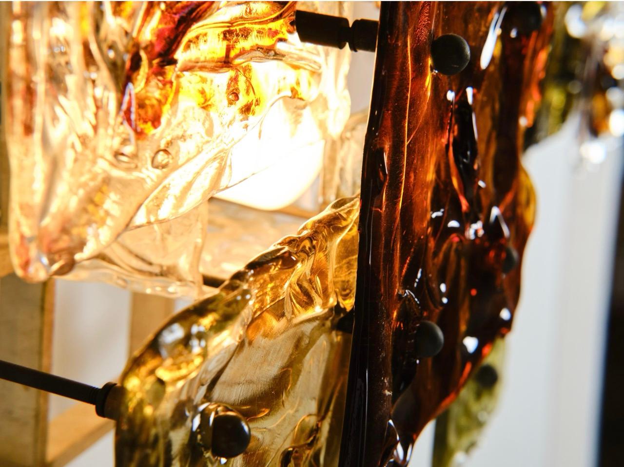Mid-Century moderno Venini 2 Lampade Mod, Patchwork in vetro di Murano soffiato a mano