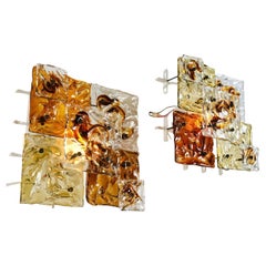 Venini 2 Lamps Mod, Patchwork in Hand Blown Murano Glass