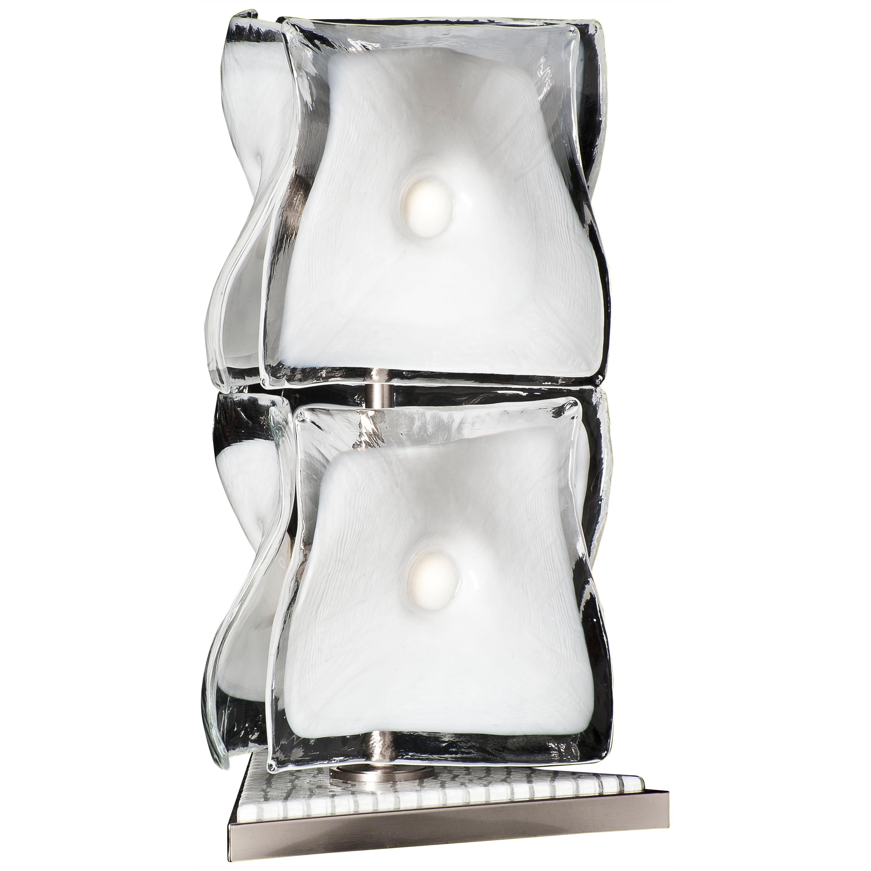 Venini 2-Piece Veliero Table Lamp in White and Clear by Tadao Ando For Sale