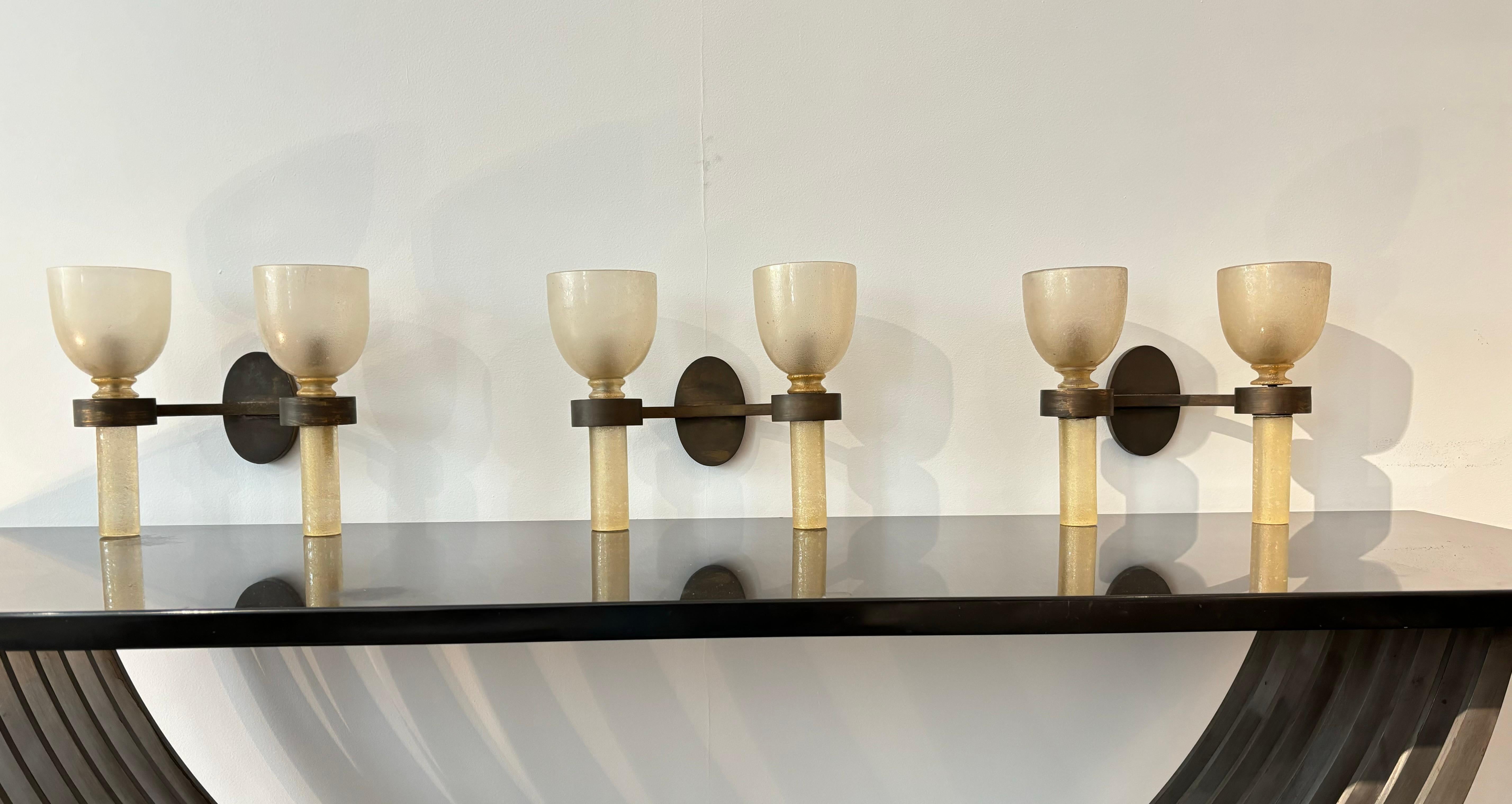 Art Déco Set di appliques in vetro del XX secolo di Seguso in vendita