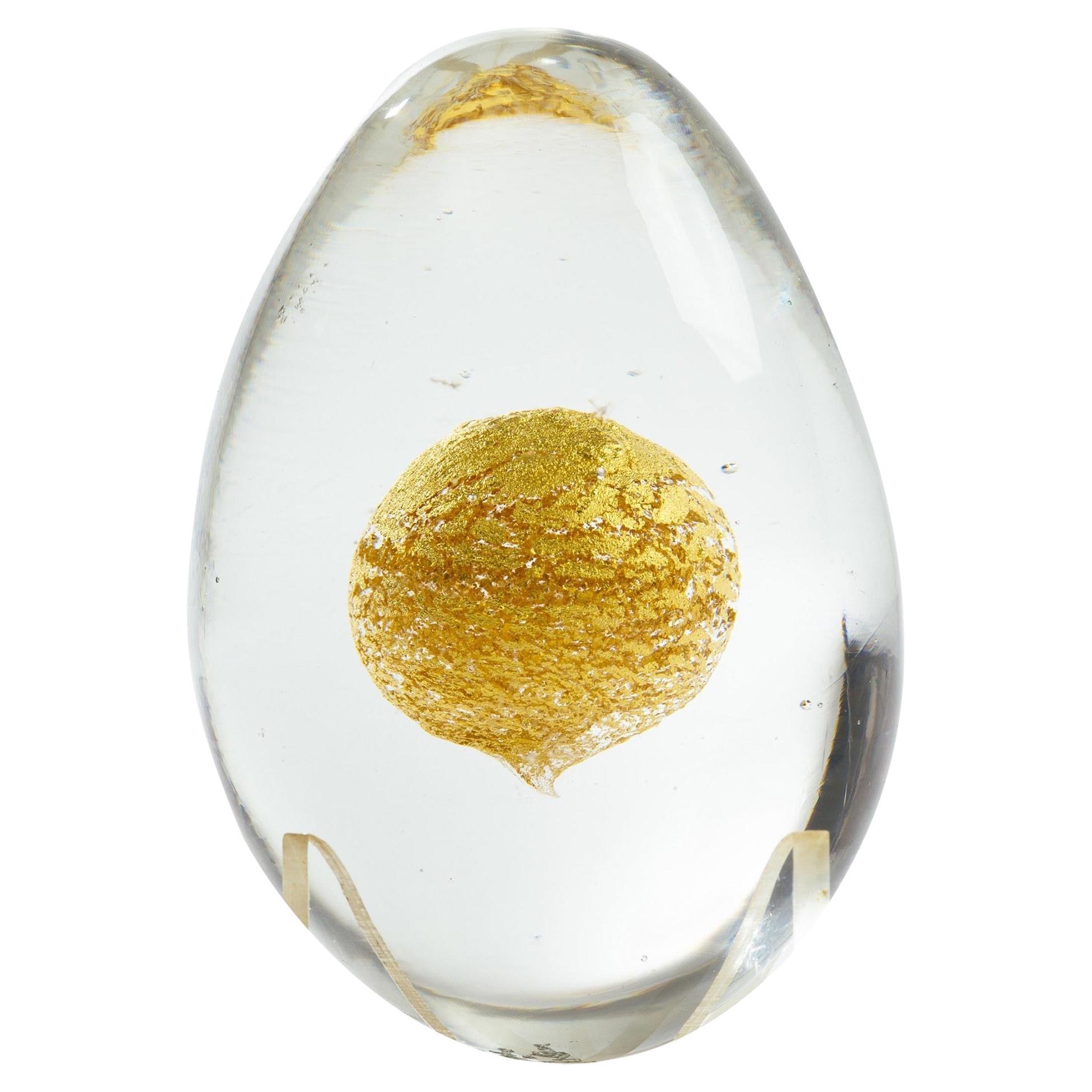 Venini 24 Karat Gold Inclused Sphere Glass Egg Paperweight