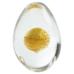 Vintage Venini 24 Karat Gold Inclused Sphere Glass Egg Paperweight