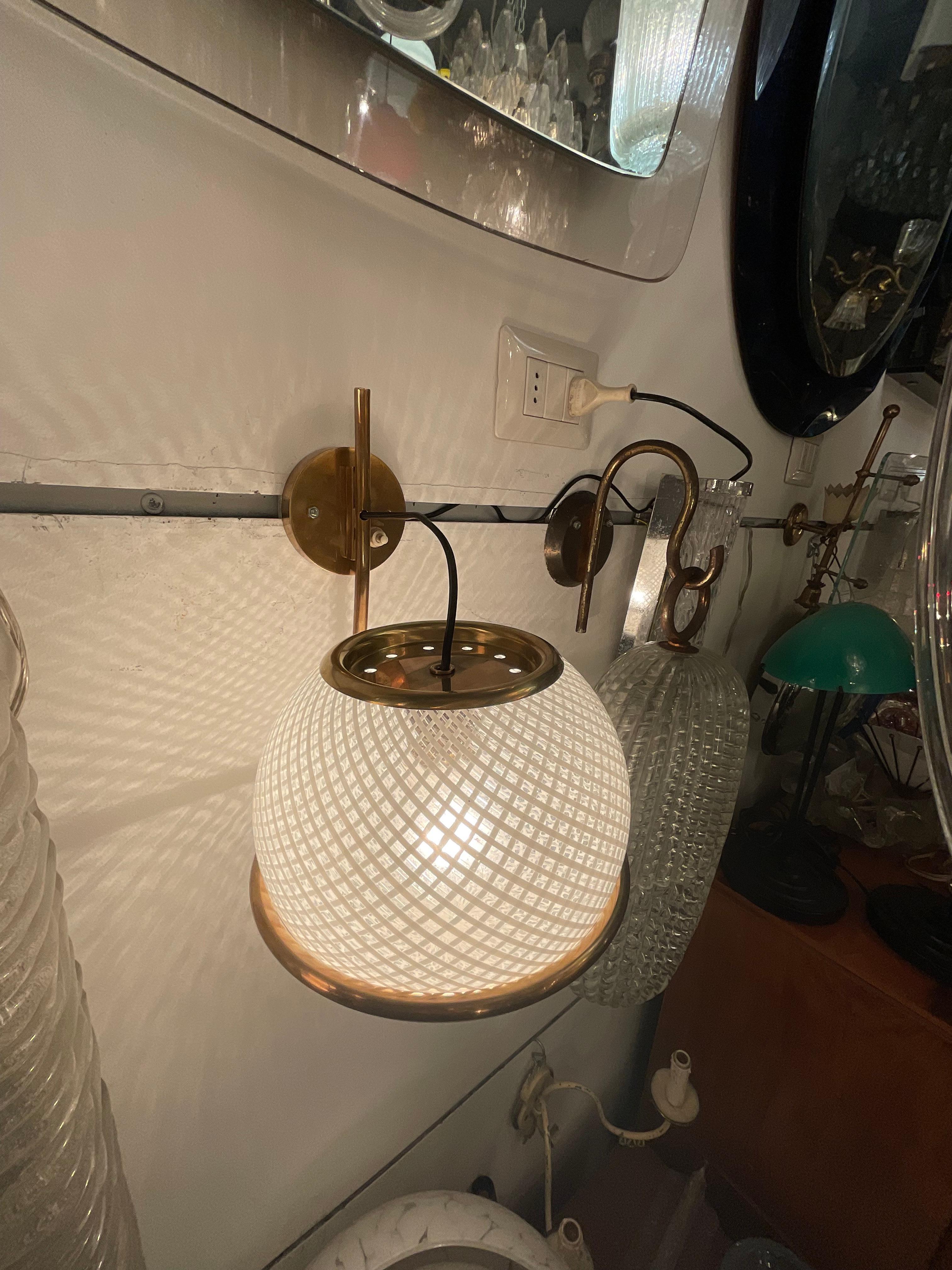 VENINI -3 appliques  anni 50 vetro murano e ottone - ITALIA 1950 in vendita 3