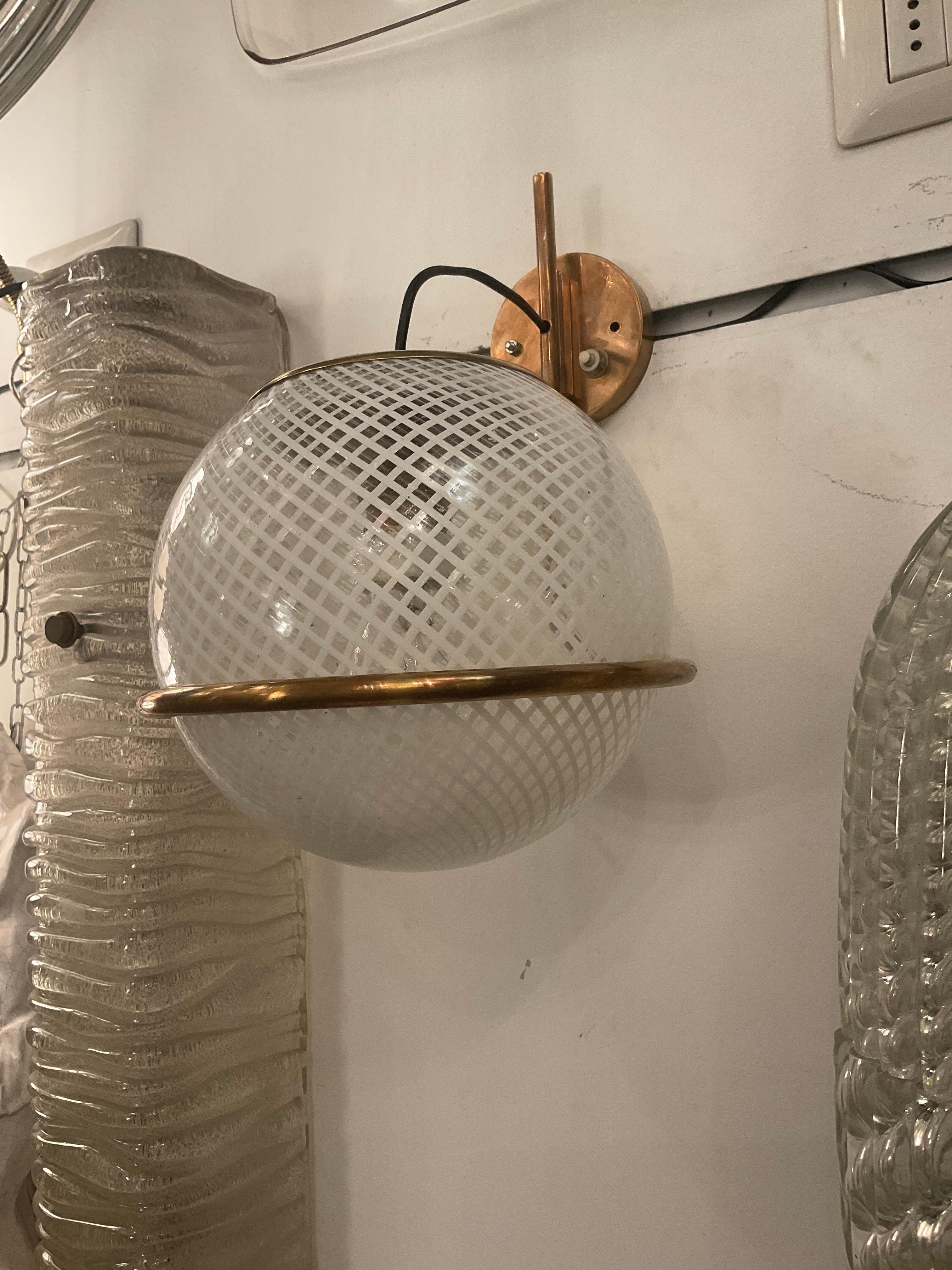 VENINI -3 appliques  anni 50 vetro murano e ottone - ITALIA 1950 in vendita 4