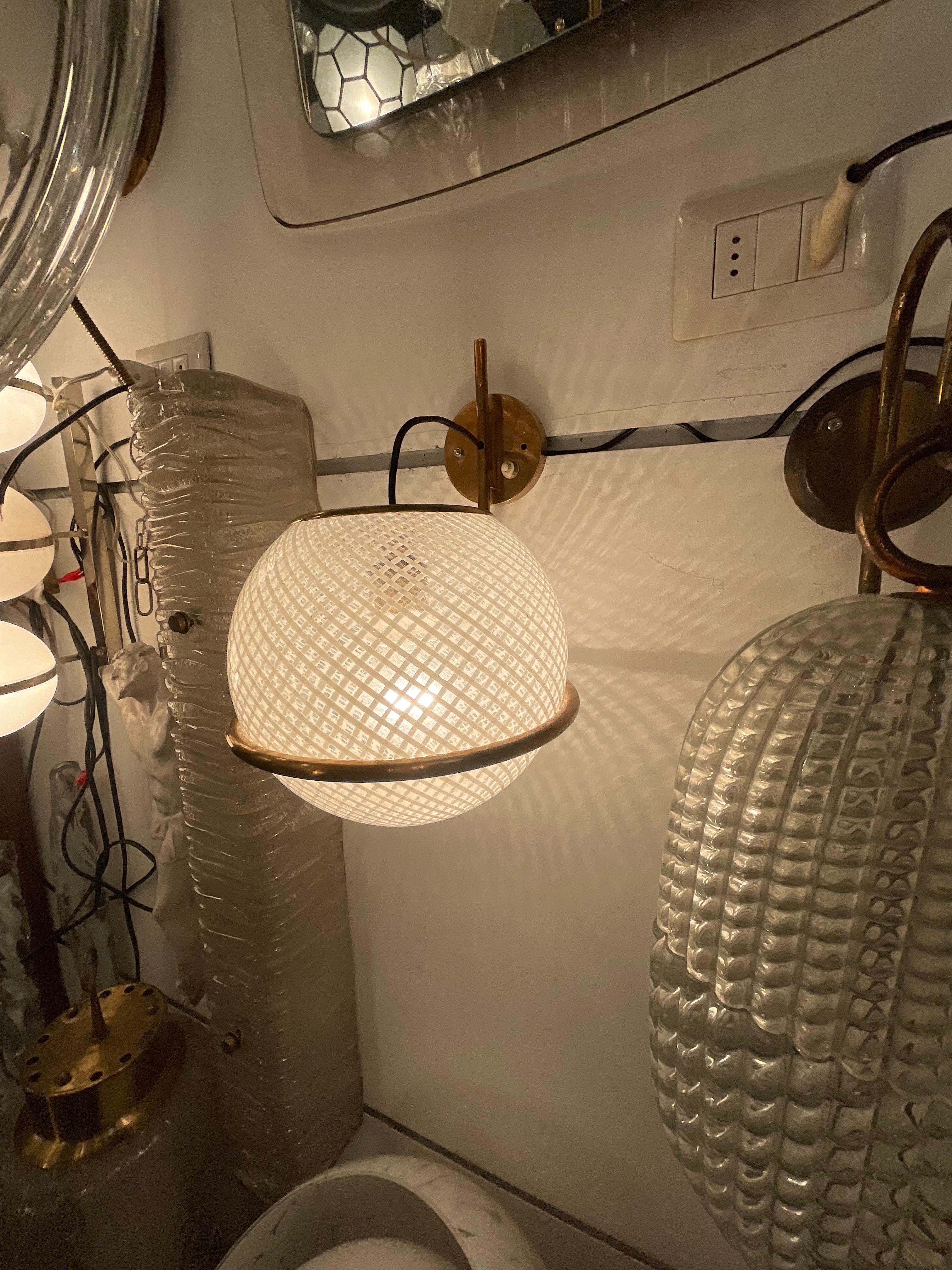 VENINI -3 appliques  anni 50 vetro murano e ottone - ITALIA 1950 in vendita 6