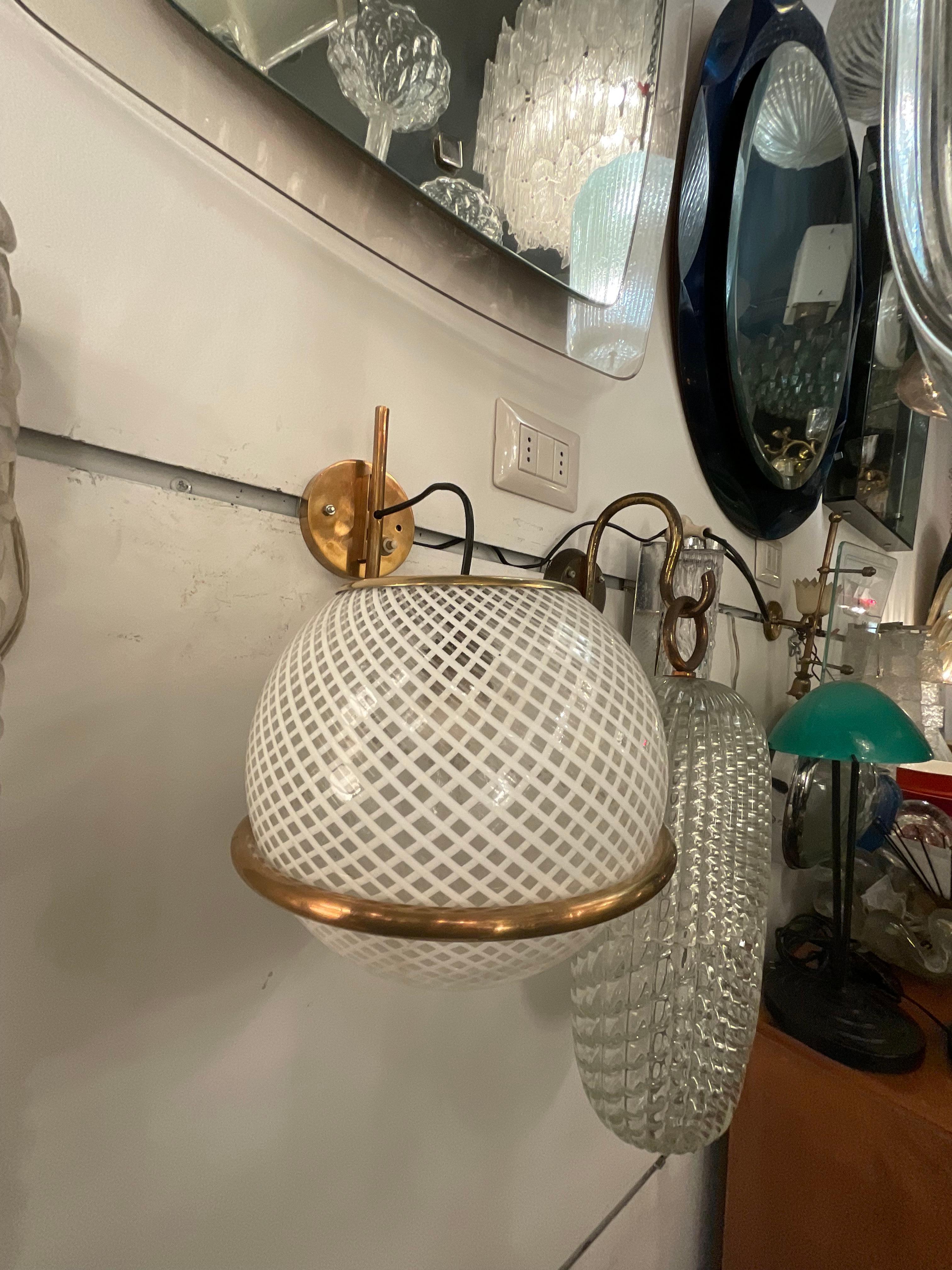 Mid-Century moderno VENINI -3 appliques  anni 50 vetro murano e ottone - ITALIA 1950 in vendita