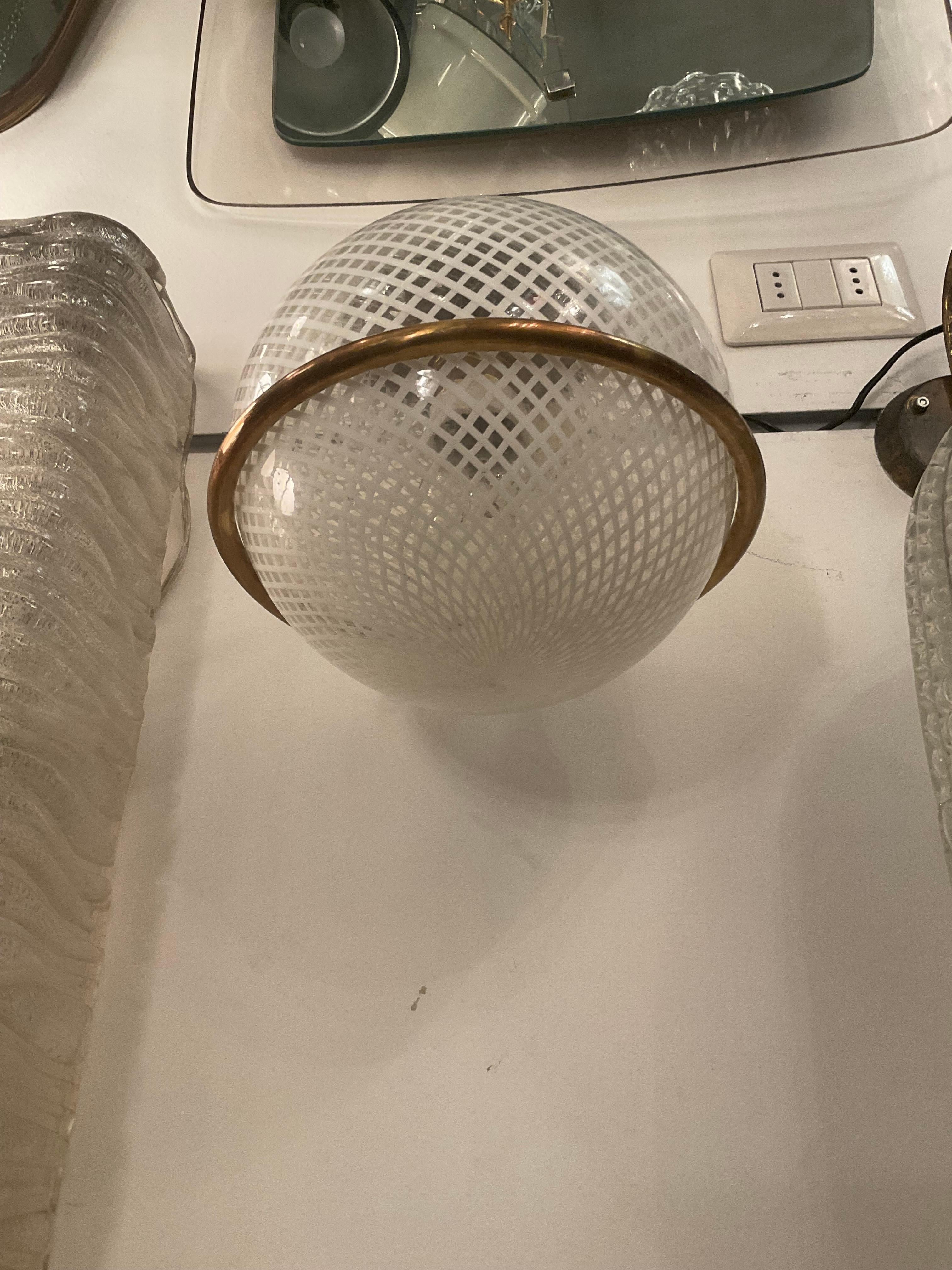 Italian VENINI -3 appliques  anni 50 vetro murano e ottone - ITALIA 1950 in vendita