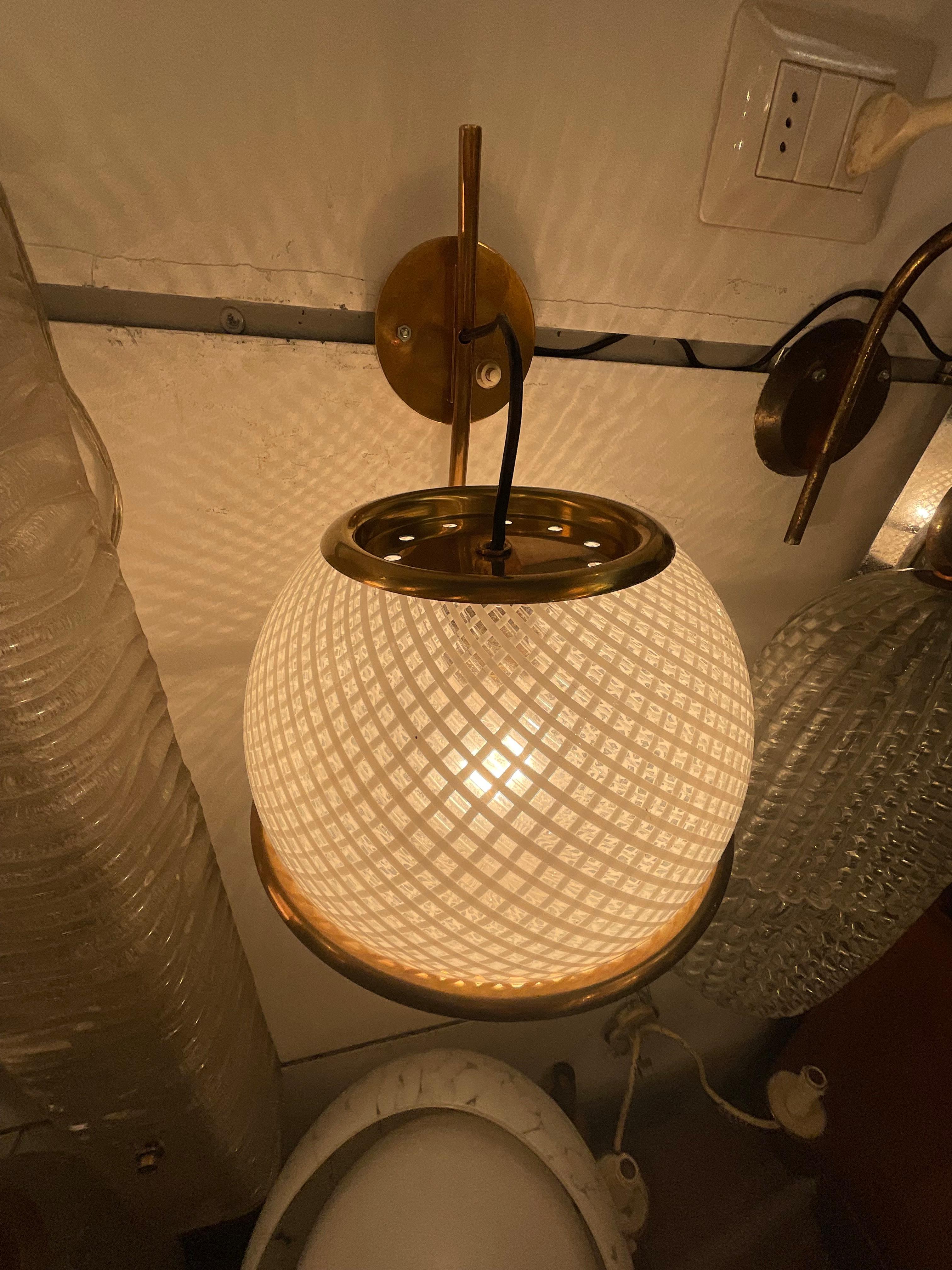 Ottone VENINI -3 appliques  anni 50 vetro murano e ottone - ITALIA 1950 in vendita