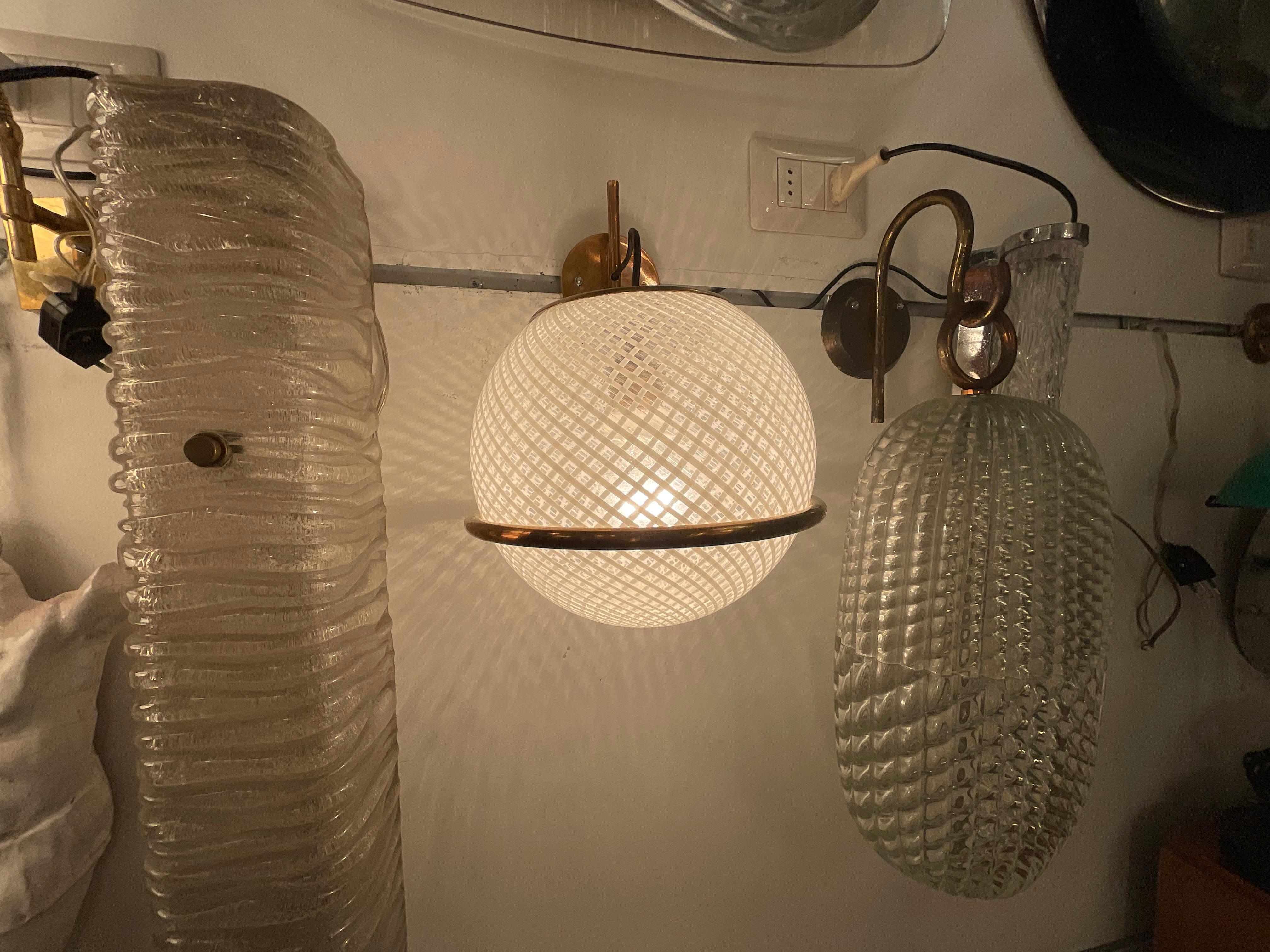 VENINI -3 appliques  anni 50 vetro murano e ottone - ITALIA 1950 in vendita 1