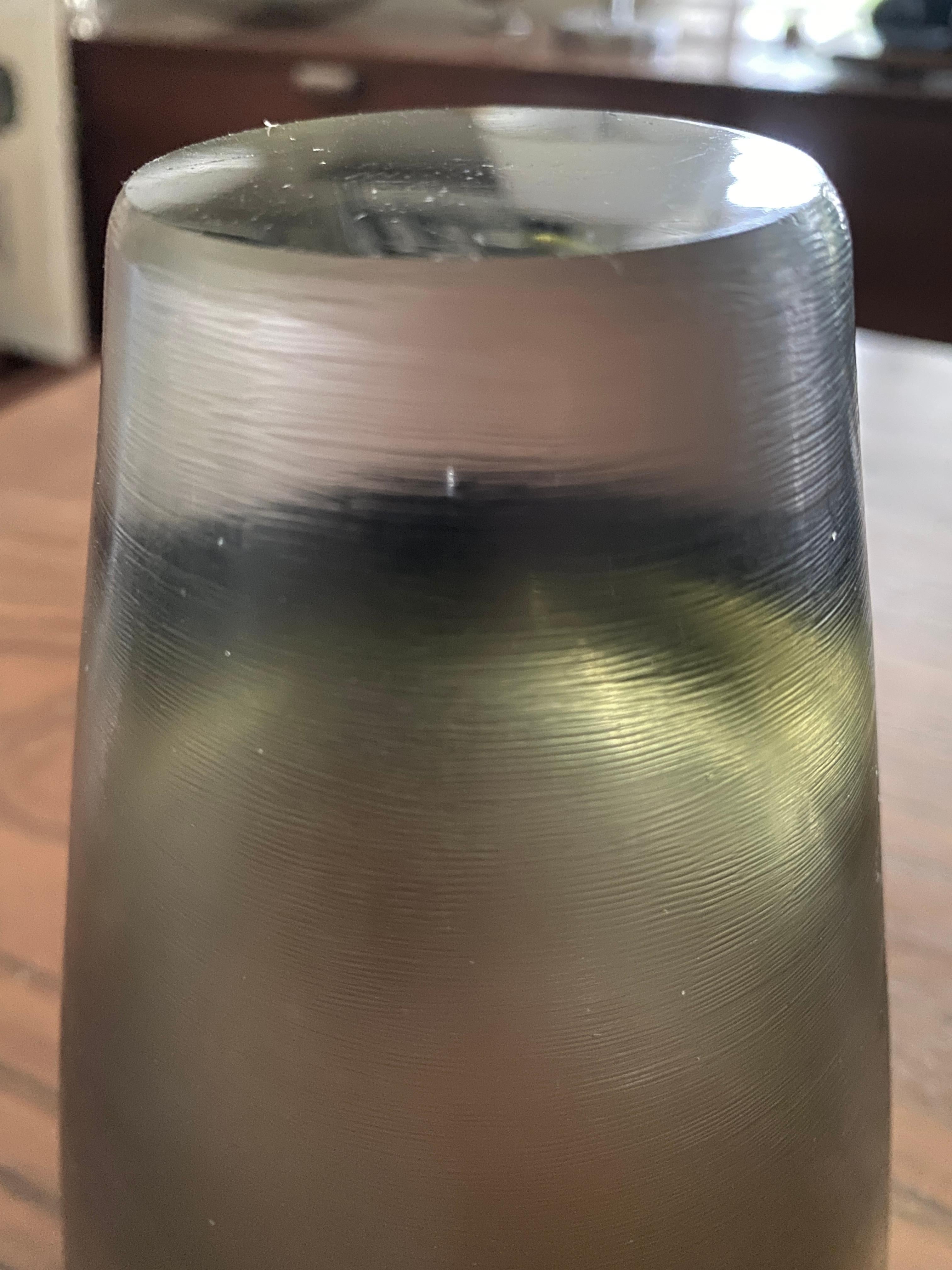 Venini Inciso Gray / Green Glass Vase, Three Line Acid Etched For Sale 3