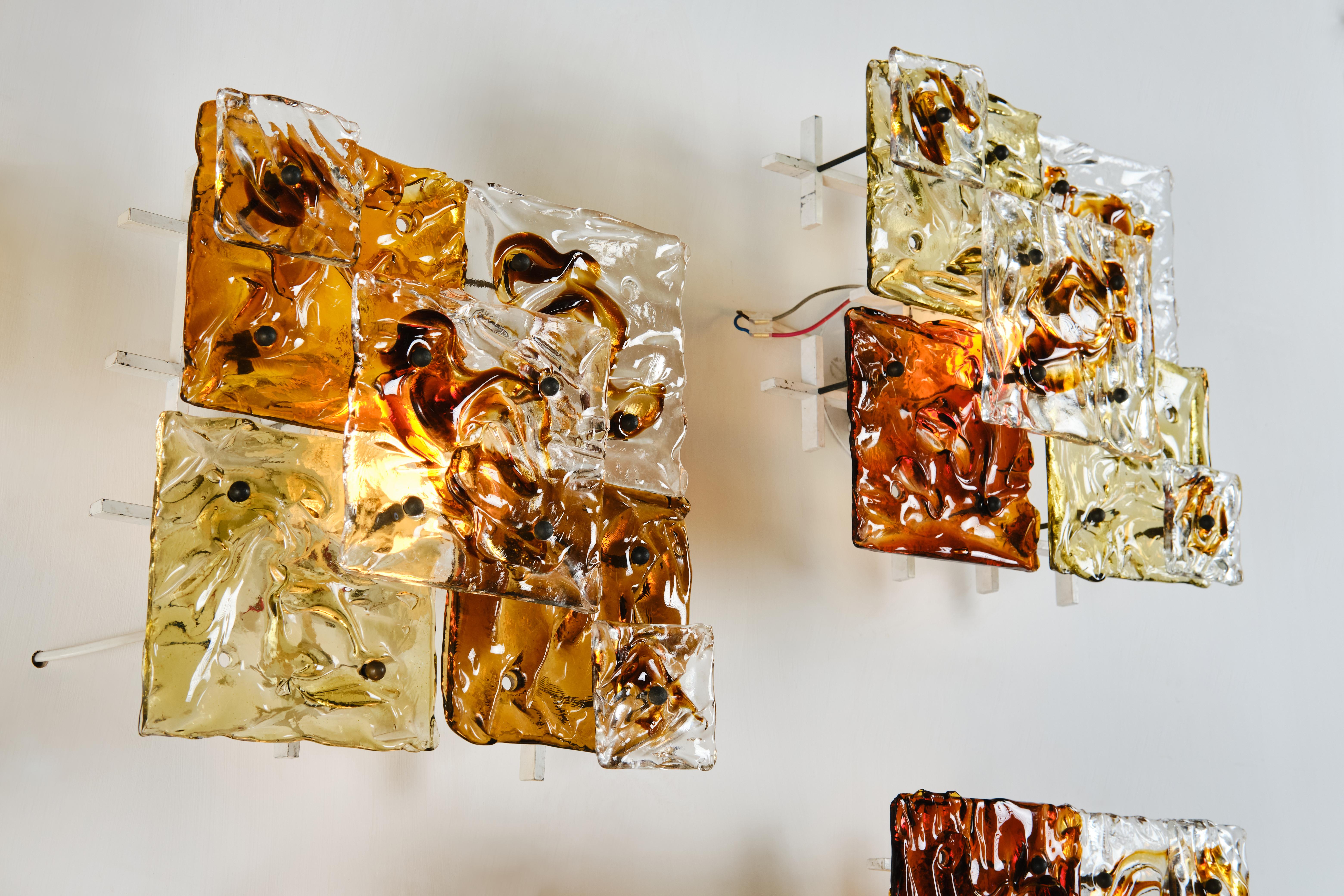 Metal Venini 7 Lamps Mod, Patchwork in Hand Blown Murano Glass For Sale