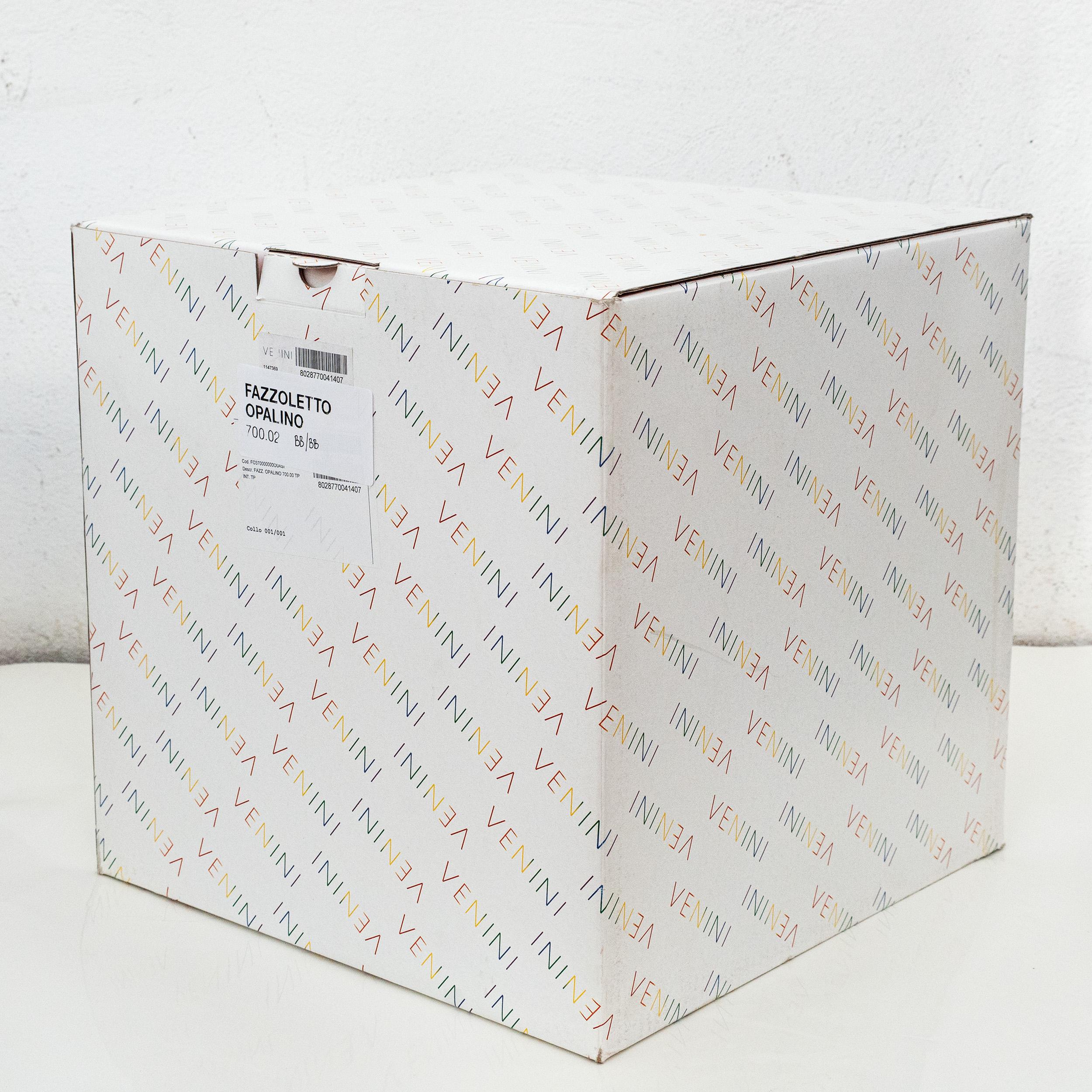 VENINI 90° Anniversary vase Fazzoletto Green Murano Glass Signed 2012 in vendita 1