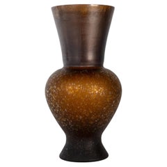 VENINI 90th vase Re, Tea color and Bronze Murano Glass Signed 2011, Italy