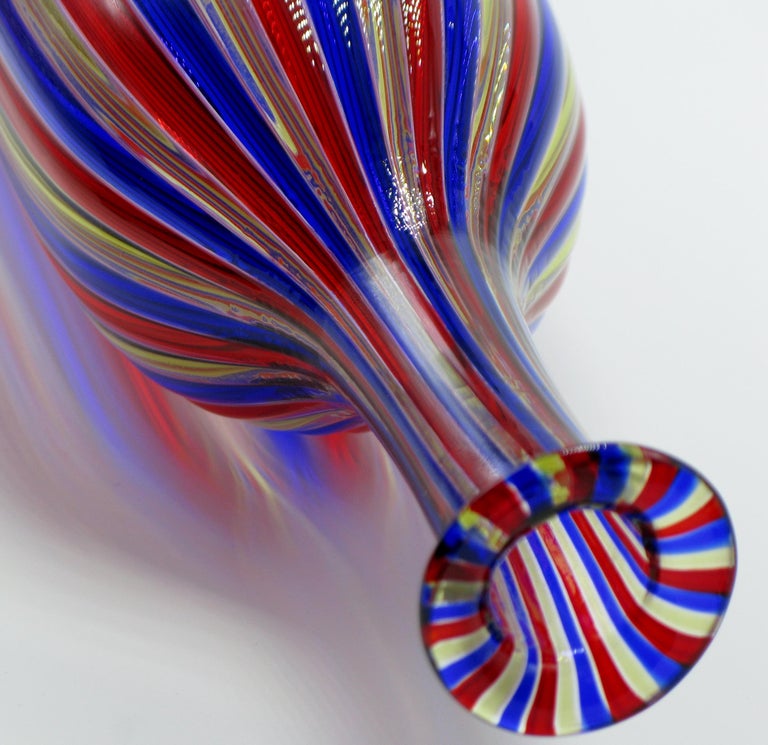 Venini A Canne Bottle Vase For Sale at 1stDibs