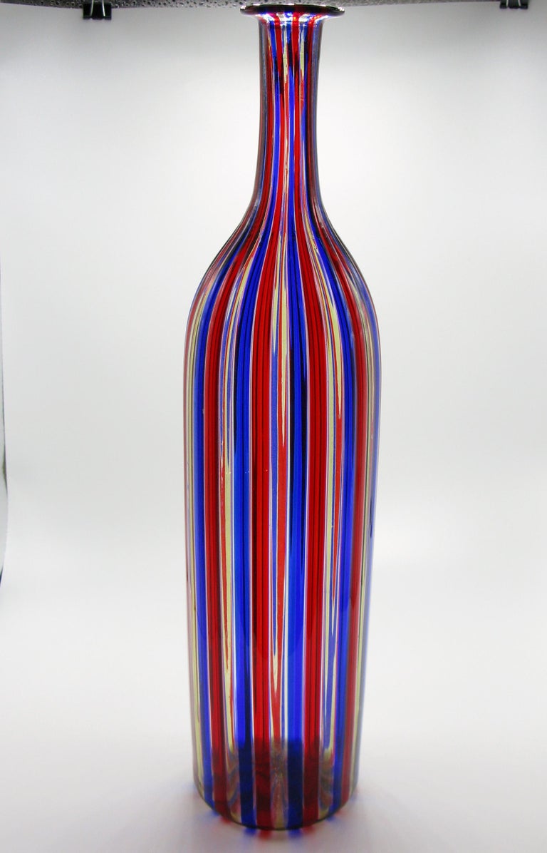 Venini A Canne Bottle Vase For Sale at 1stDibs