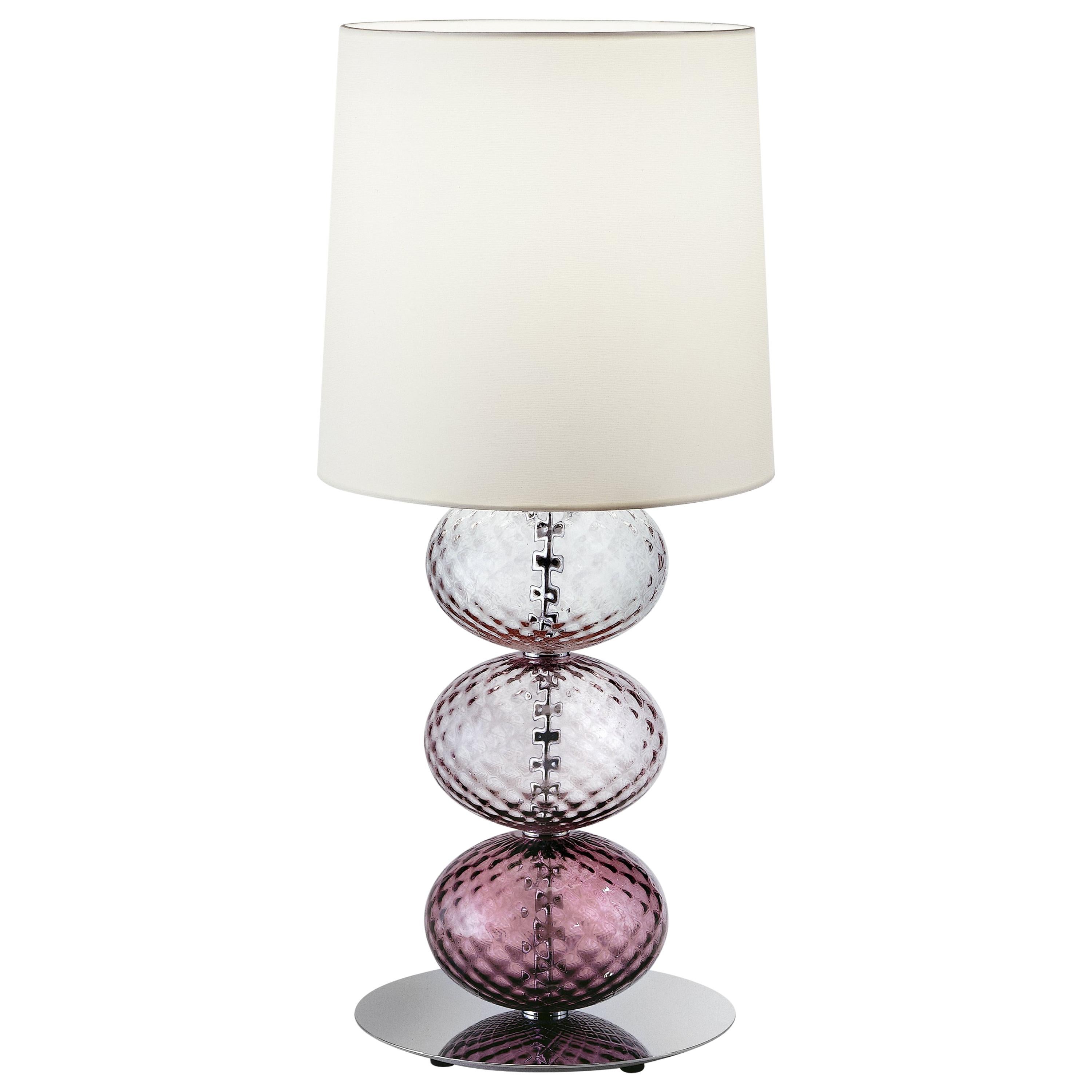 Venini Abat Jour Table Lamp in Violet, Amethyst, and Wisteria with White Shade For Sale
