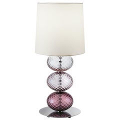 Venini Abat Jour Table Lamp in Violet, Amethyst, and Wisteria with White Shade