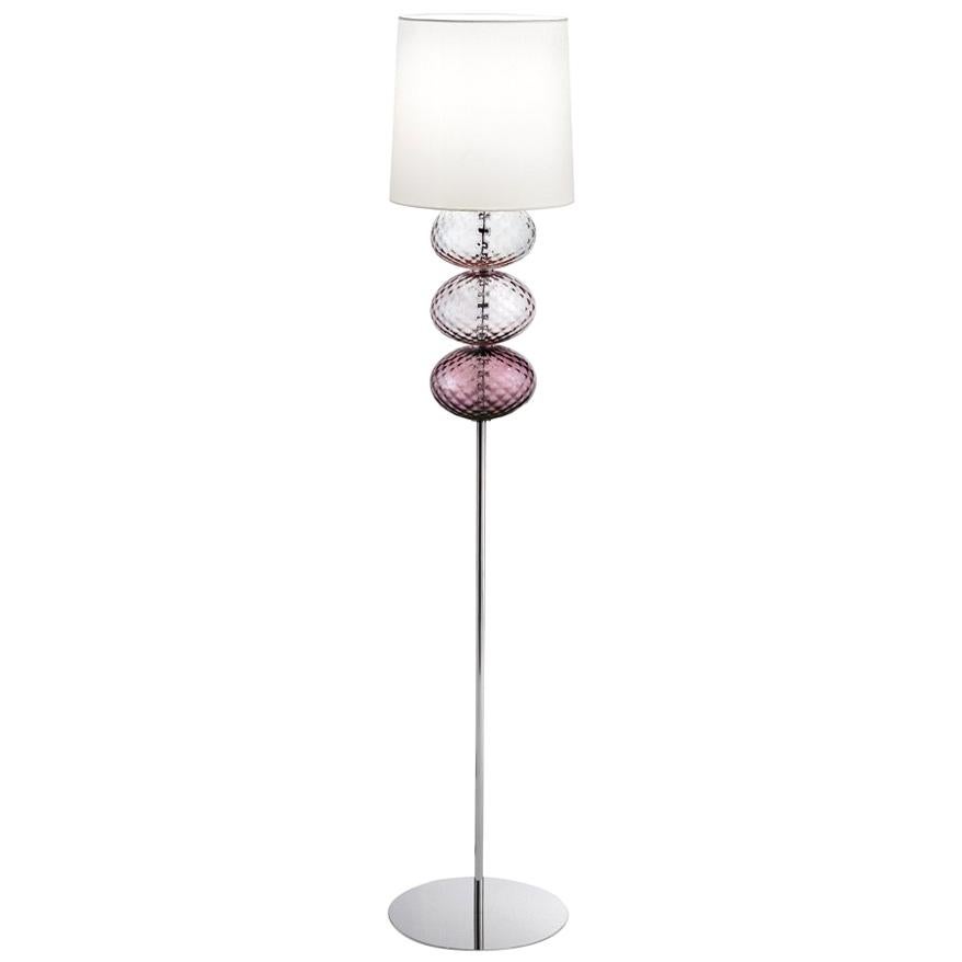 Venini Abat Jour Terra Floor Lamp in Violet Amethyst & Wisteria with White Shade For Sale