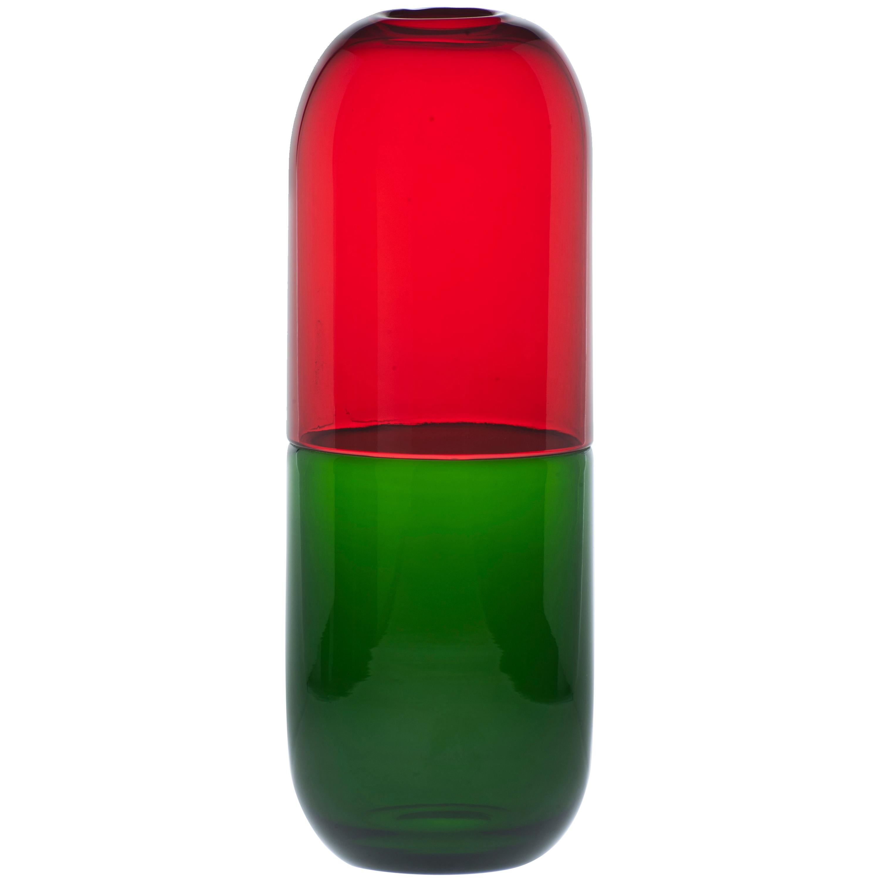 Venini Adrenalina Happy Pills Vase in Red and Green by Fabio Novembre For Sale