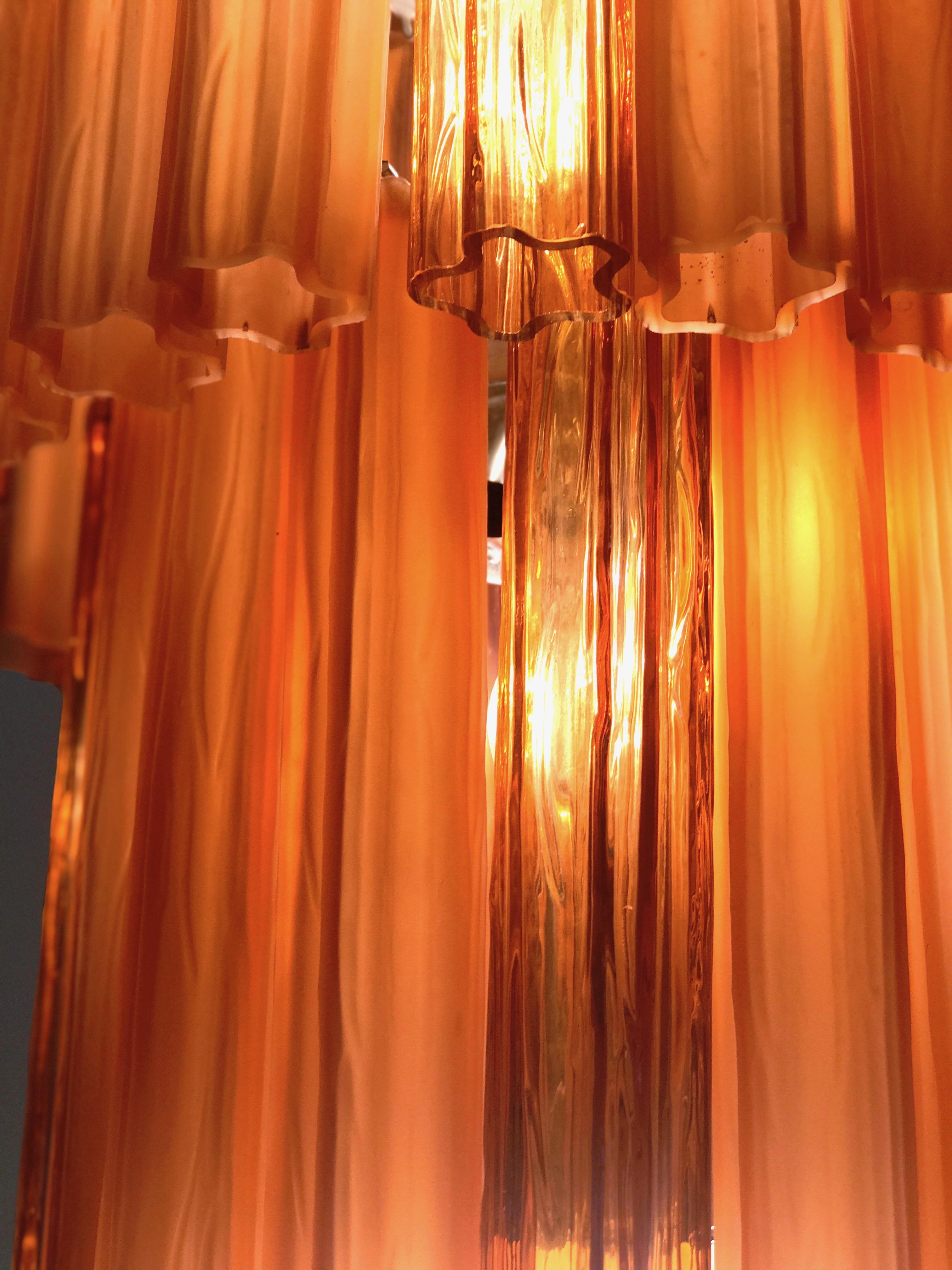 Venini Amber and Ice Matt Color Outstanding Murano Glass Chandeliers, 1970 5